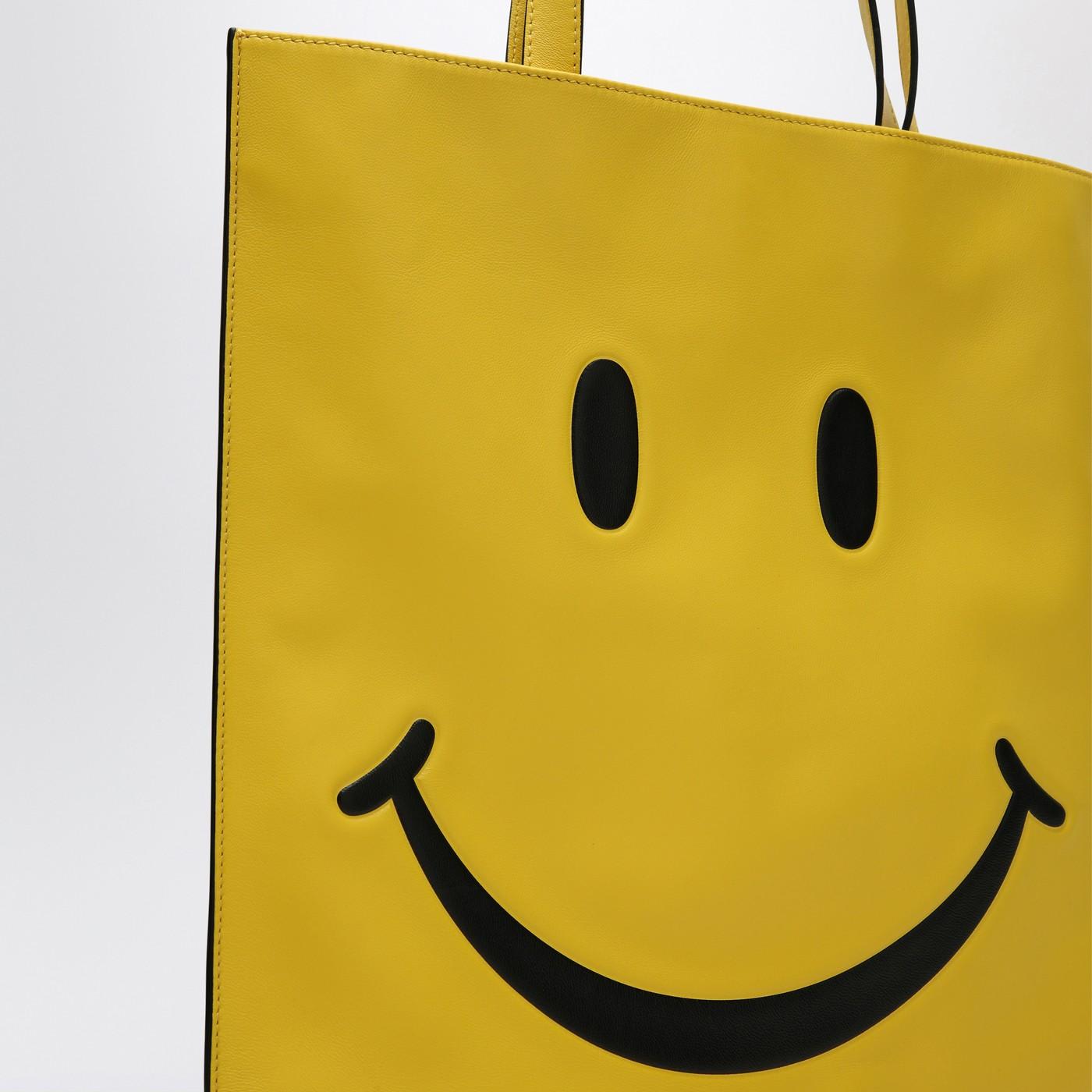 Shop Moschino Yellow Nappa Leather Smiley Bag In Giallo