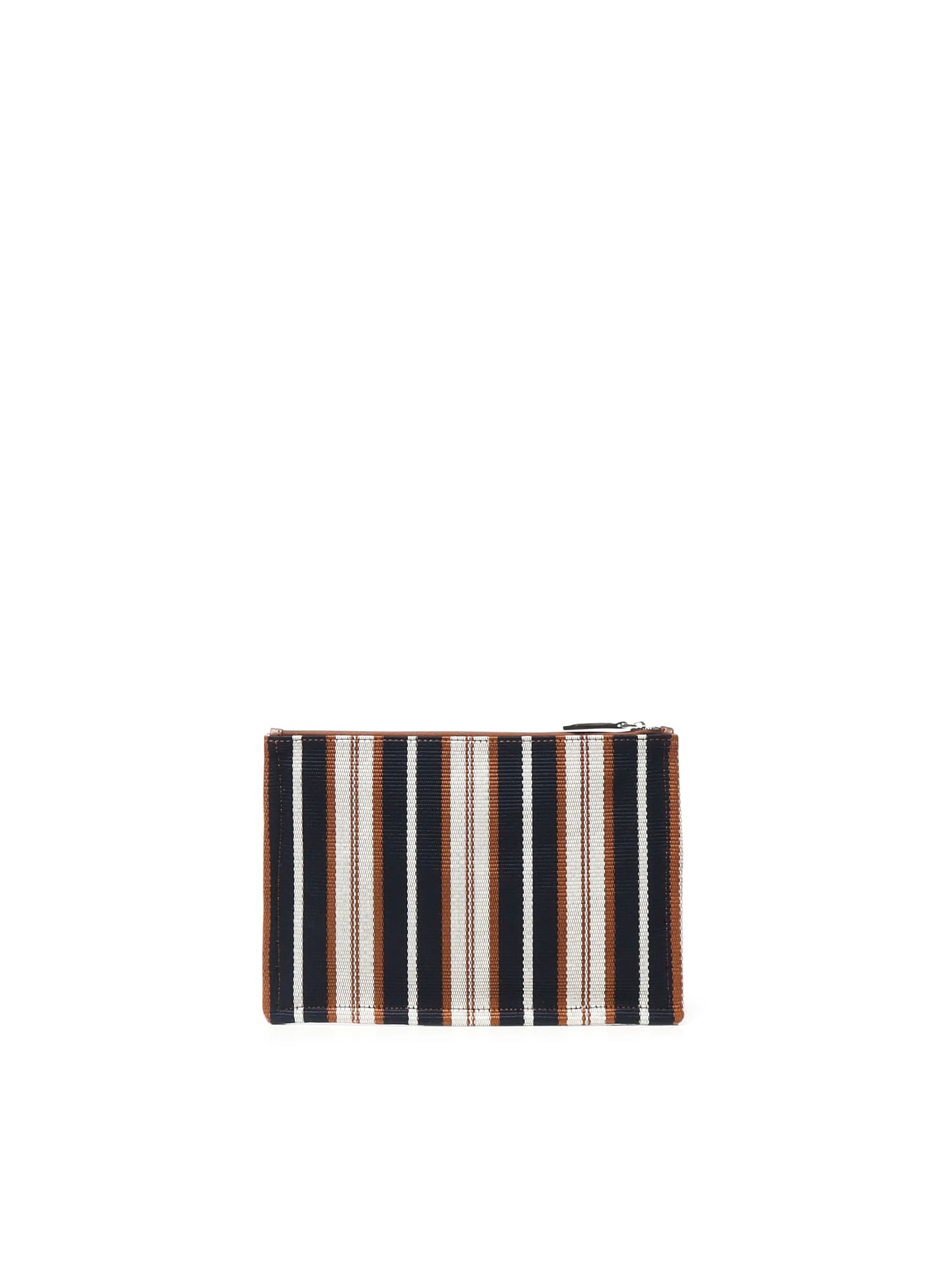 Fendi Signature Striped Medium Flat Clutch In Red