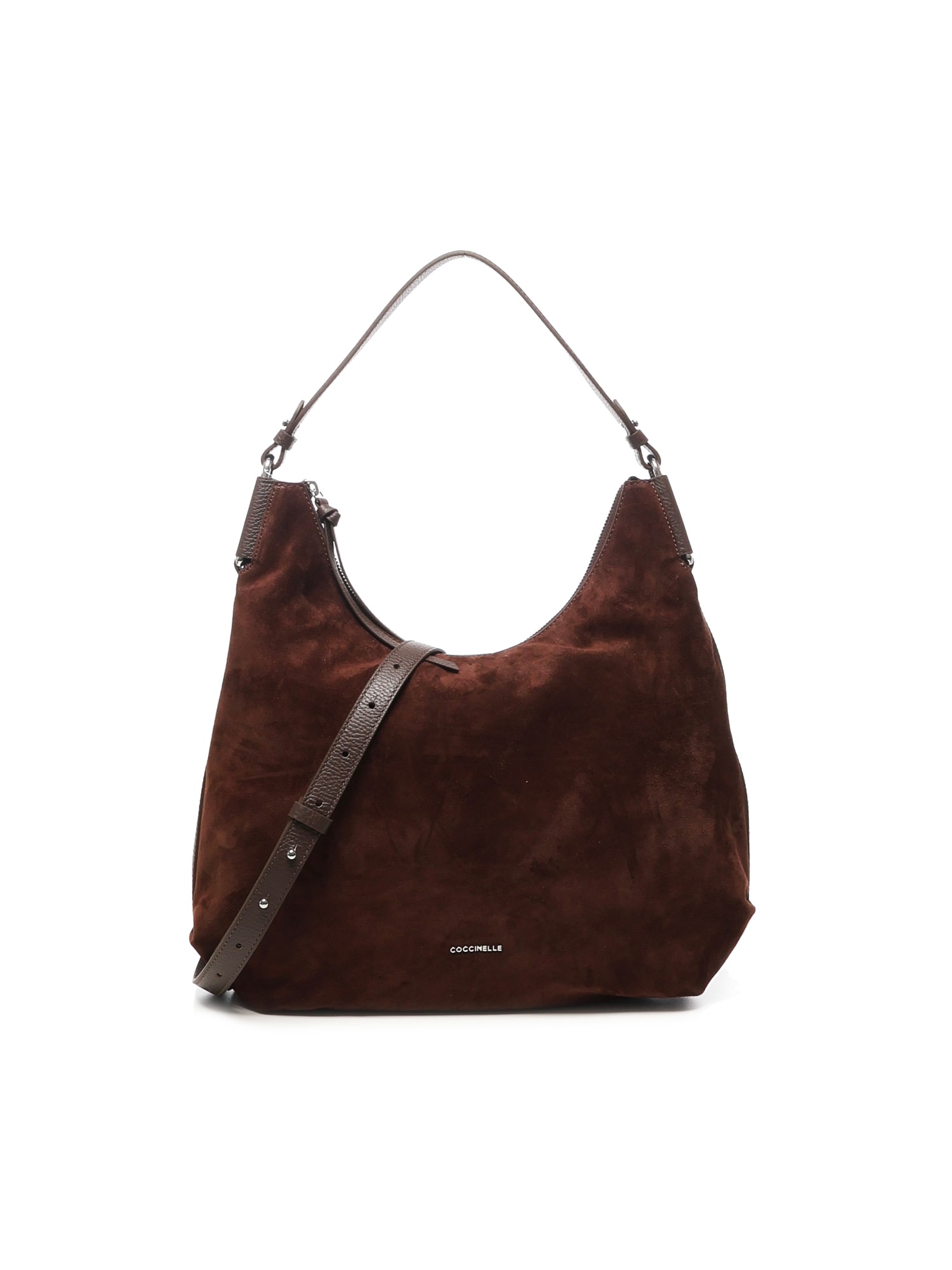 Coccinelle Suede Tote Bag In Brown