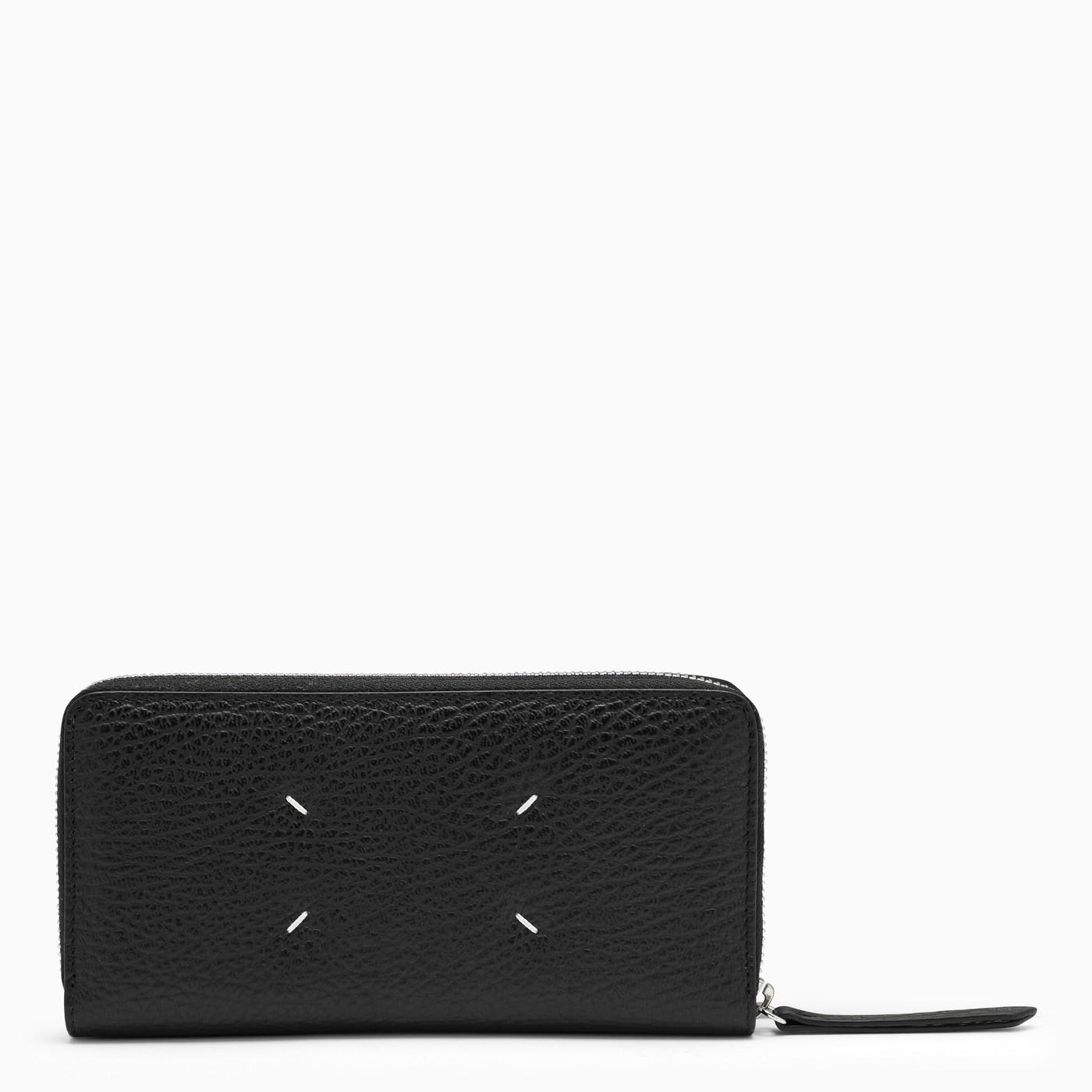 Maison Margiela Black Four Stitches Zip Wallet In Black