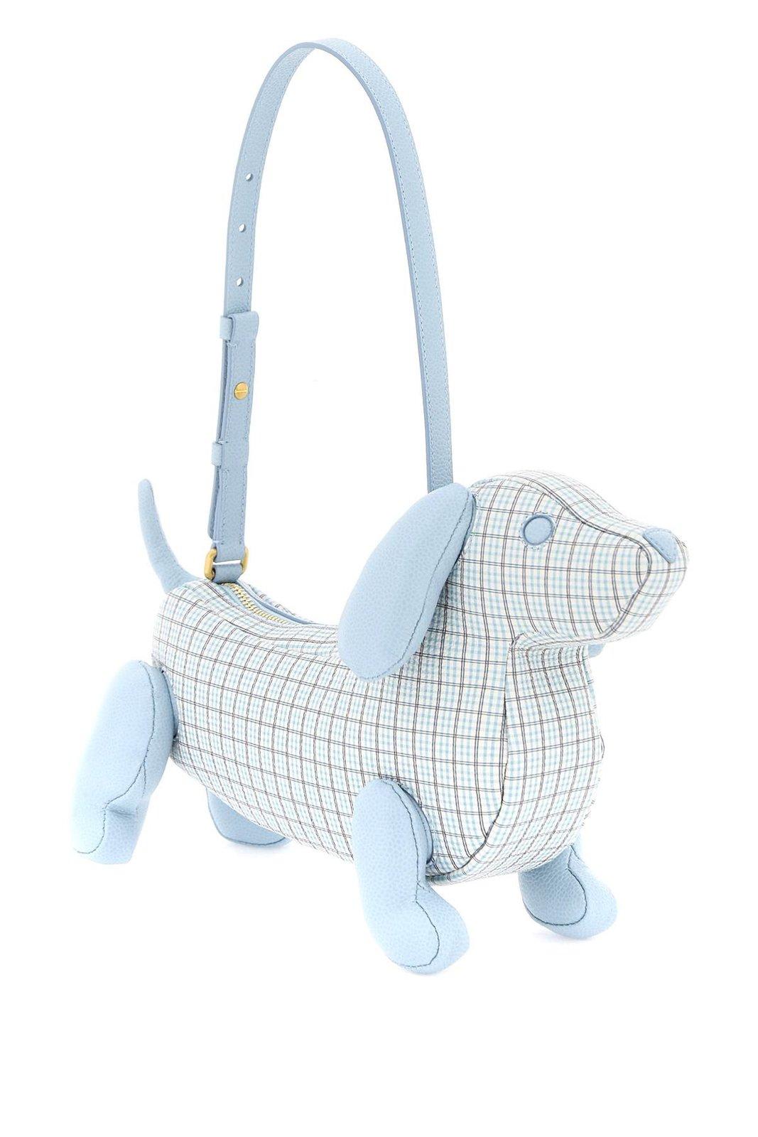 Shop Thom Browne Hector Check-pattern Zipped Handbag In White/blue