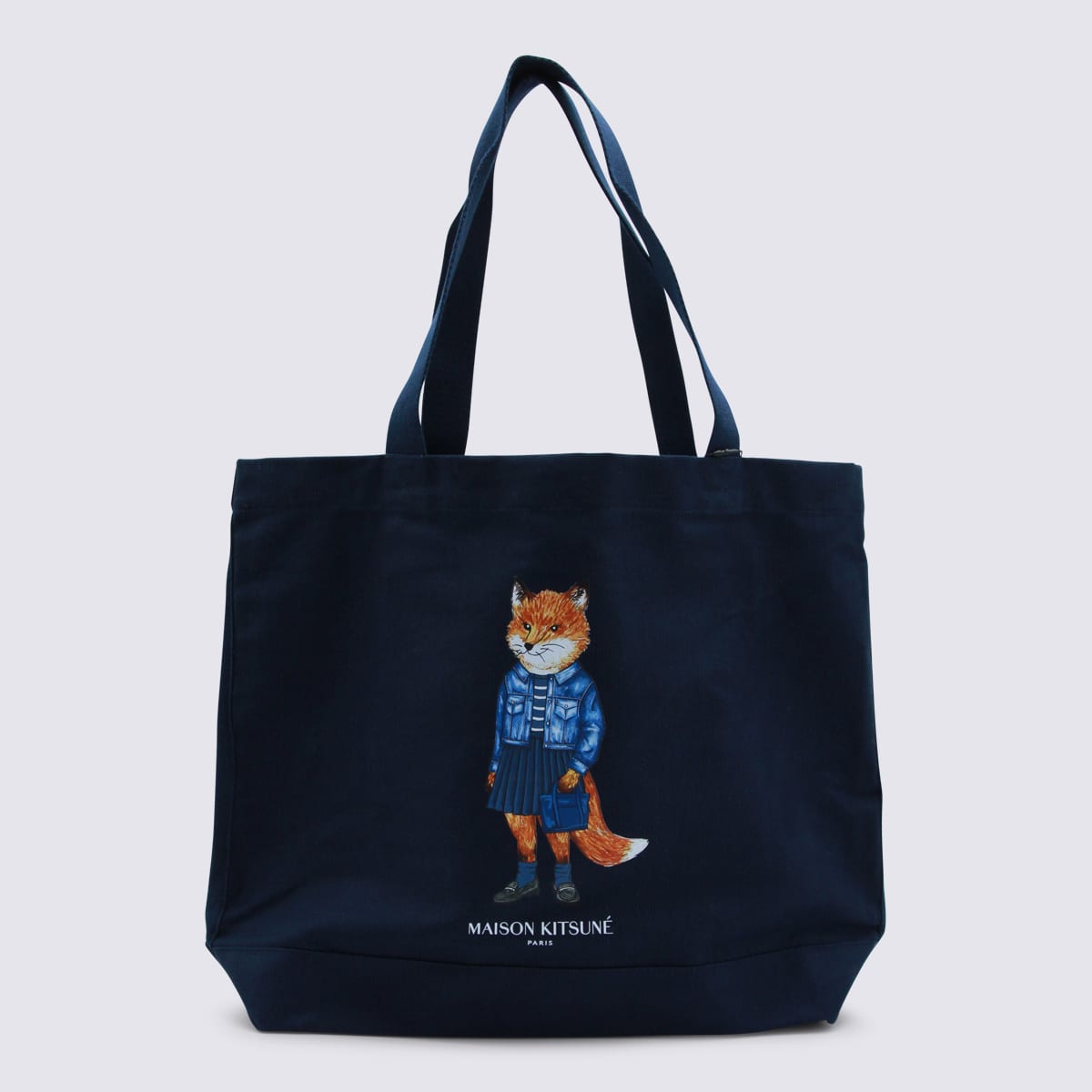 Maison Kitsuné Navy Cotton Tote In Blue
