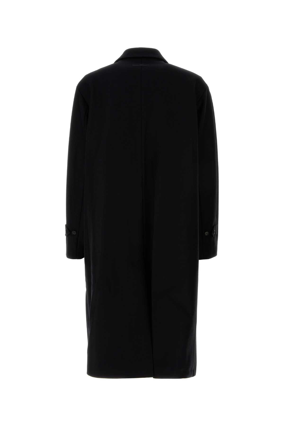 Shop Mm6 Maison Margiela Black Wool Blend Coat