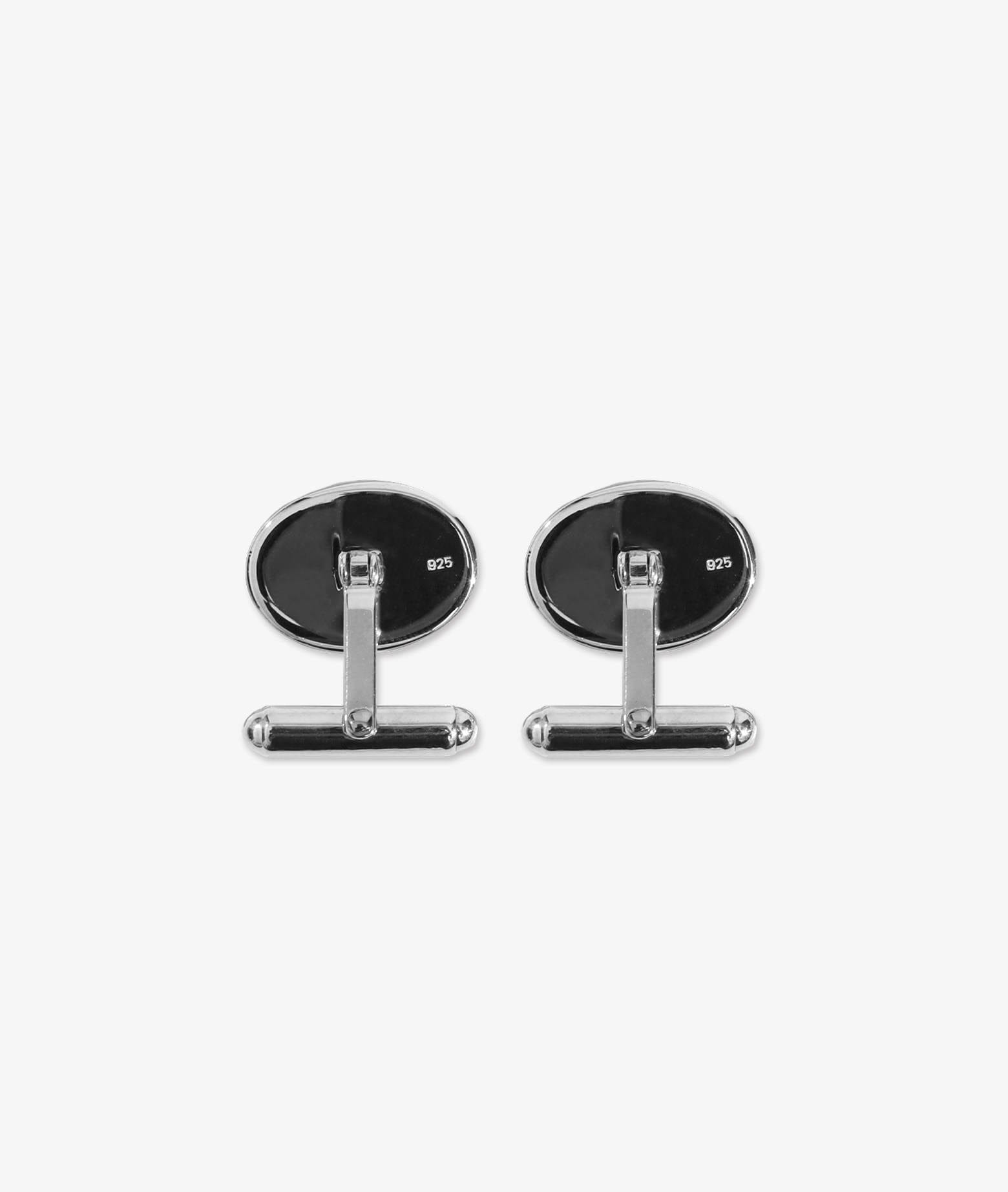 Shop Larusmiani Oval Plain Cufflinks Cufflinks In Silver