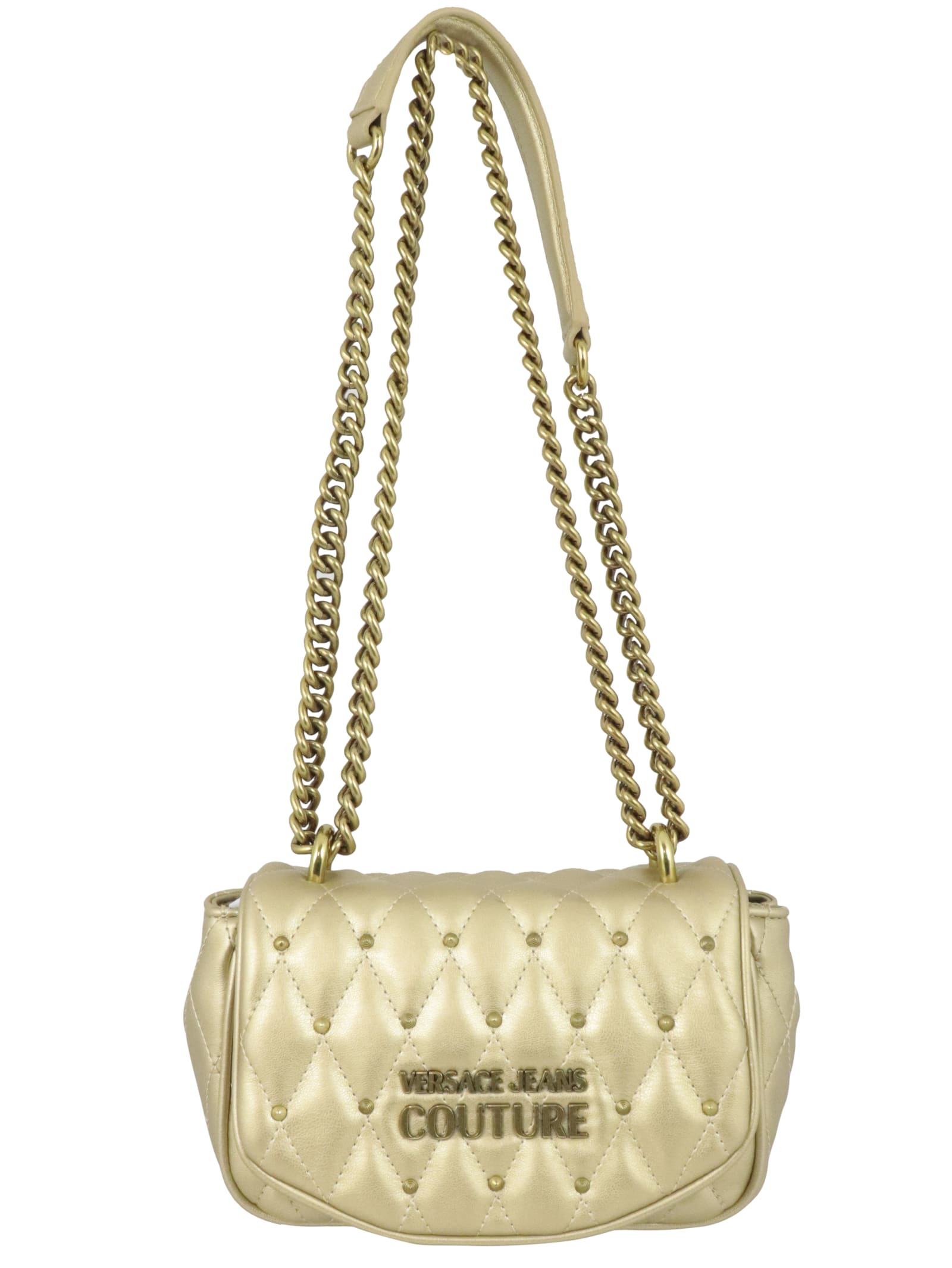 Versace Jeans Couture Quilted Nappa Tote In Gold