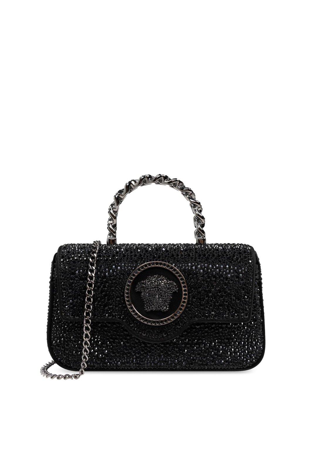 La Medusa Embellished Chain-linked Mini Shoulder Bag