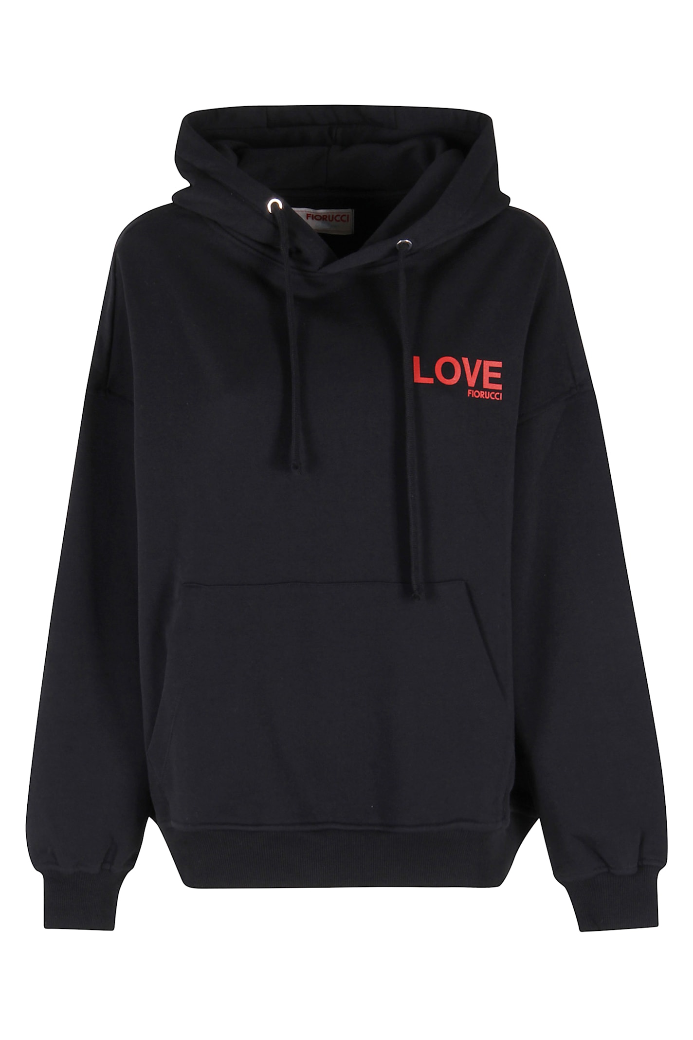 Fiorucci Kissing Angels Love Print Relaxed Hoodie In Black