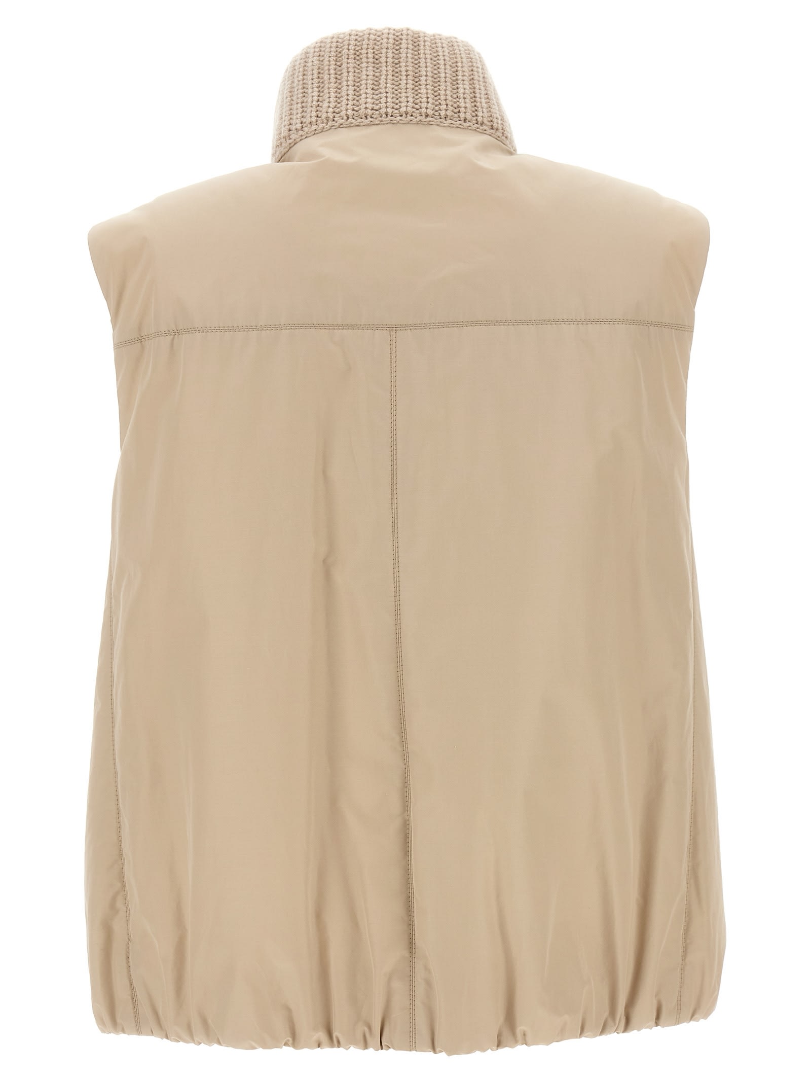 Shop Brunello Cucinelli Reversible Knit Insert Vest In Beige