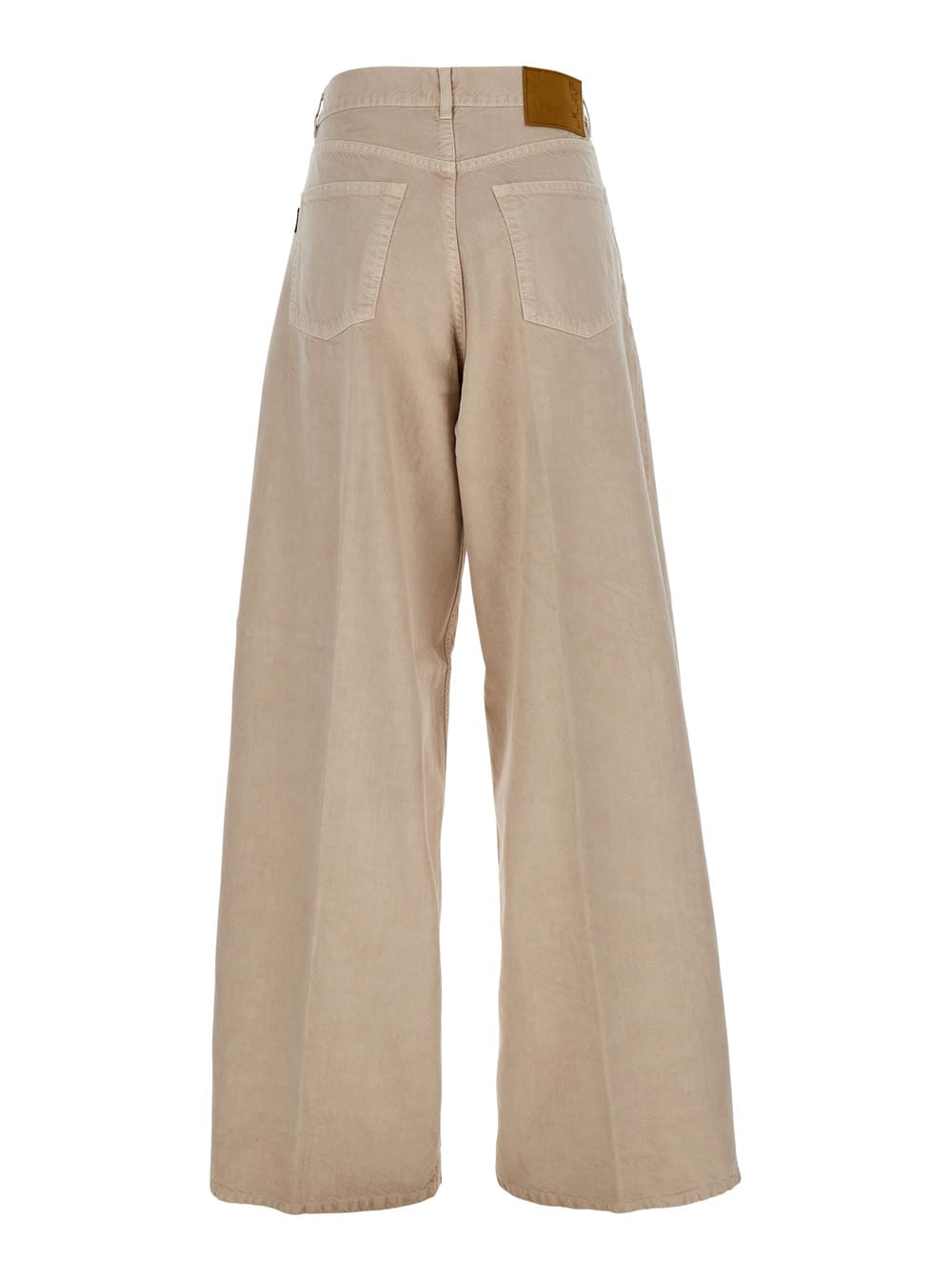 Shop Haikure Beige Five Pocket Jeans With Logo Patch On The Back In Cotton Woman
