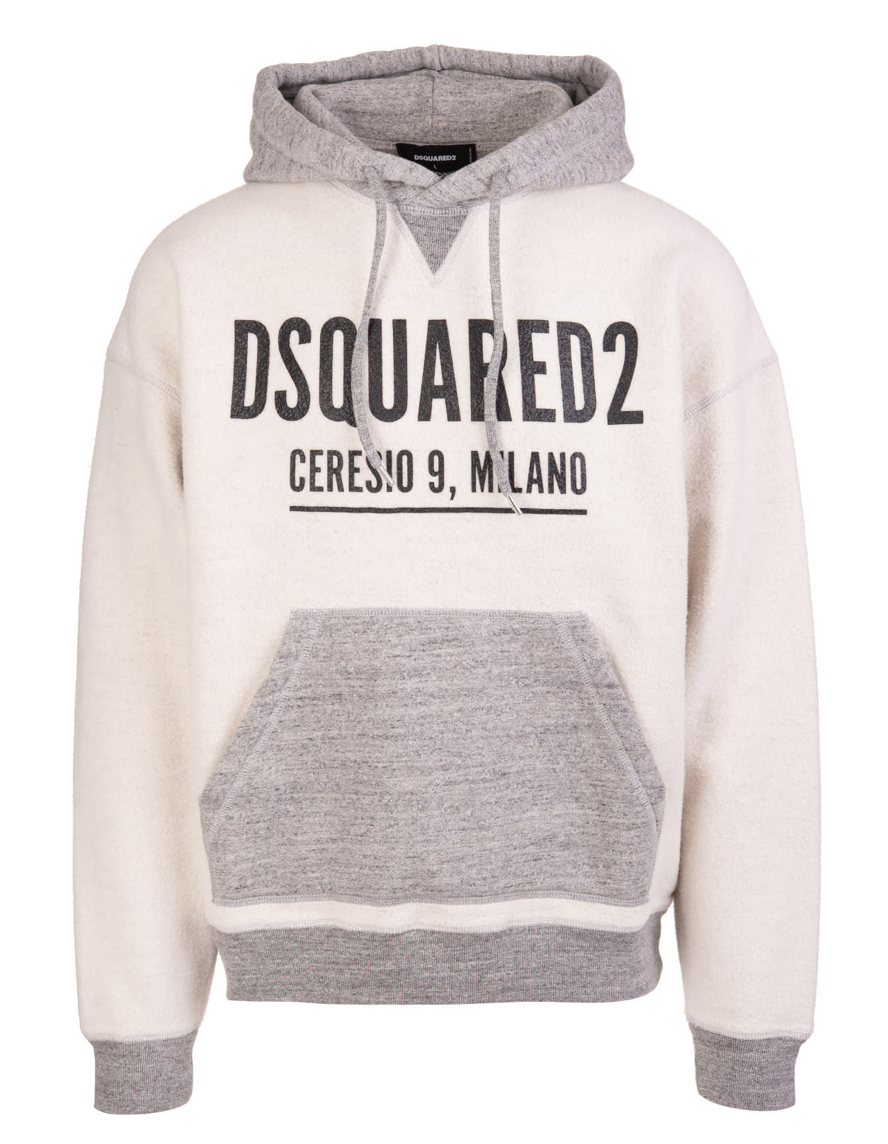 Dsquared2 Man Ivory And Grey Ceresio9 Mike Hoodie