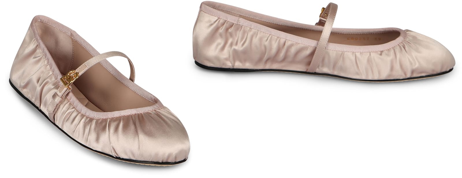 Dolce & Gabbana Satin Ballet Flats In Pale Pink