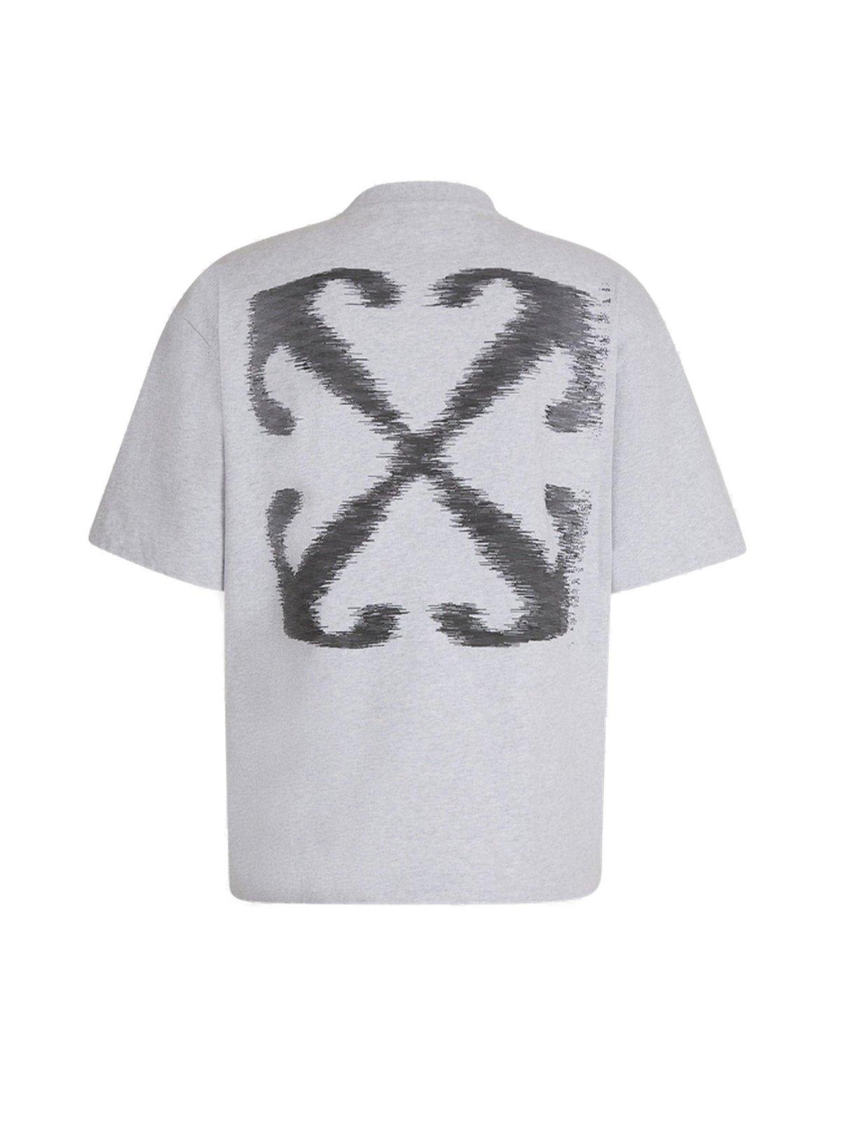 Shop Off-white Windy Arrow Skate Crewneck T-shirt In Light Grey Melange/black