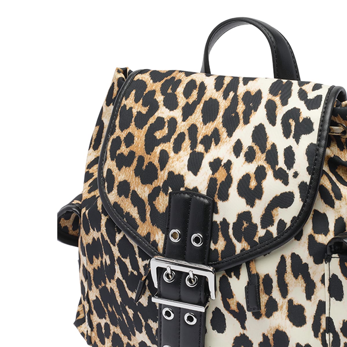 Ganni Magnetic Buckle Backpack Leopard Print In Multicolour