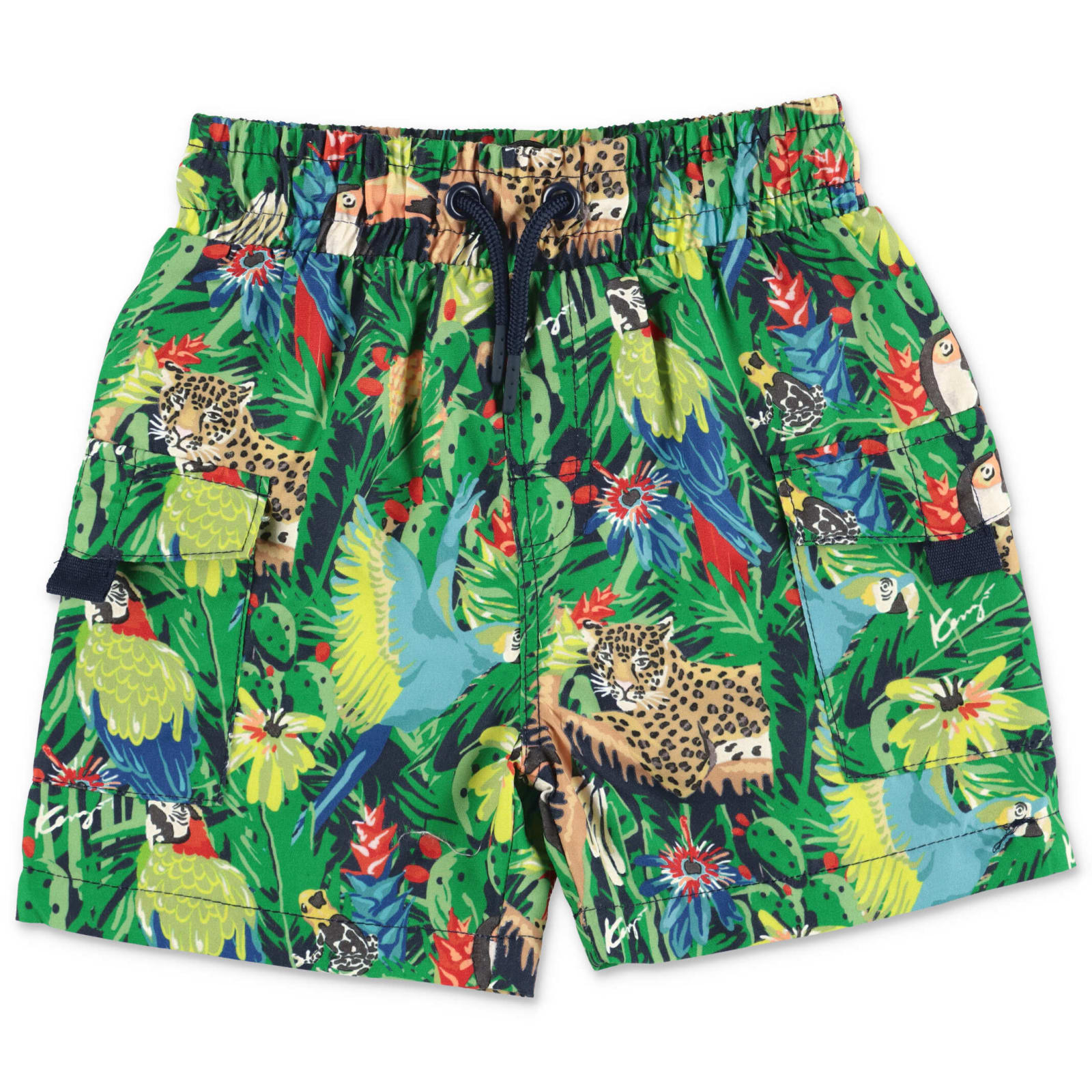 Kenzo Kids Kenzo Shorts Da Mare Stampa Jungle In Nylon