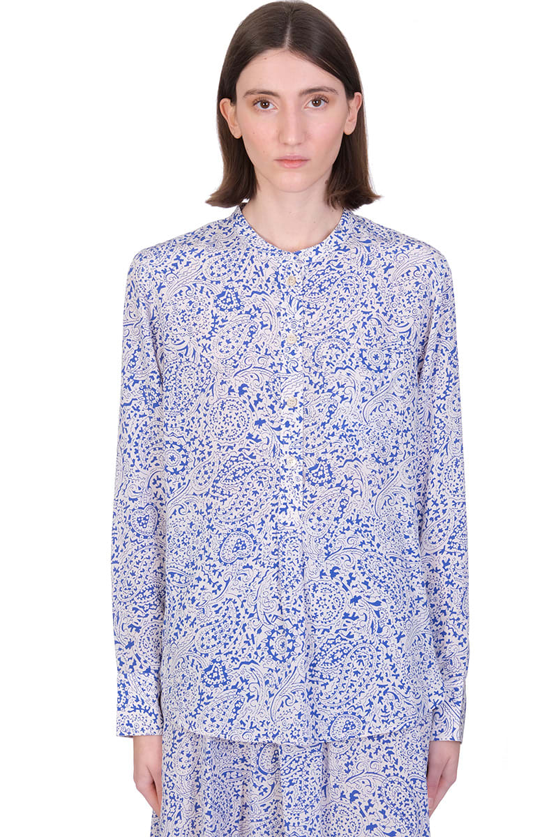Isabel Marant Rusak Shirt In Blue Silk