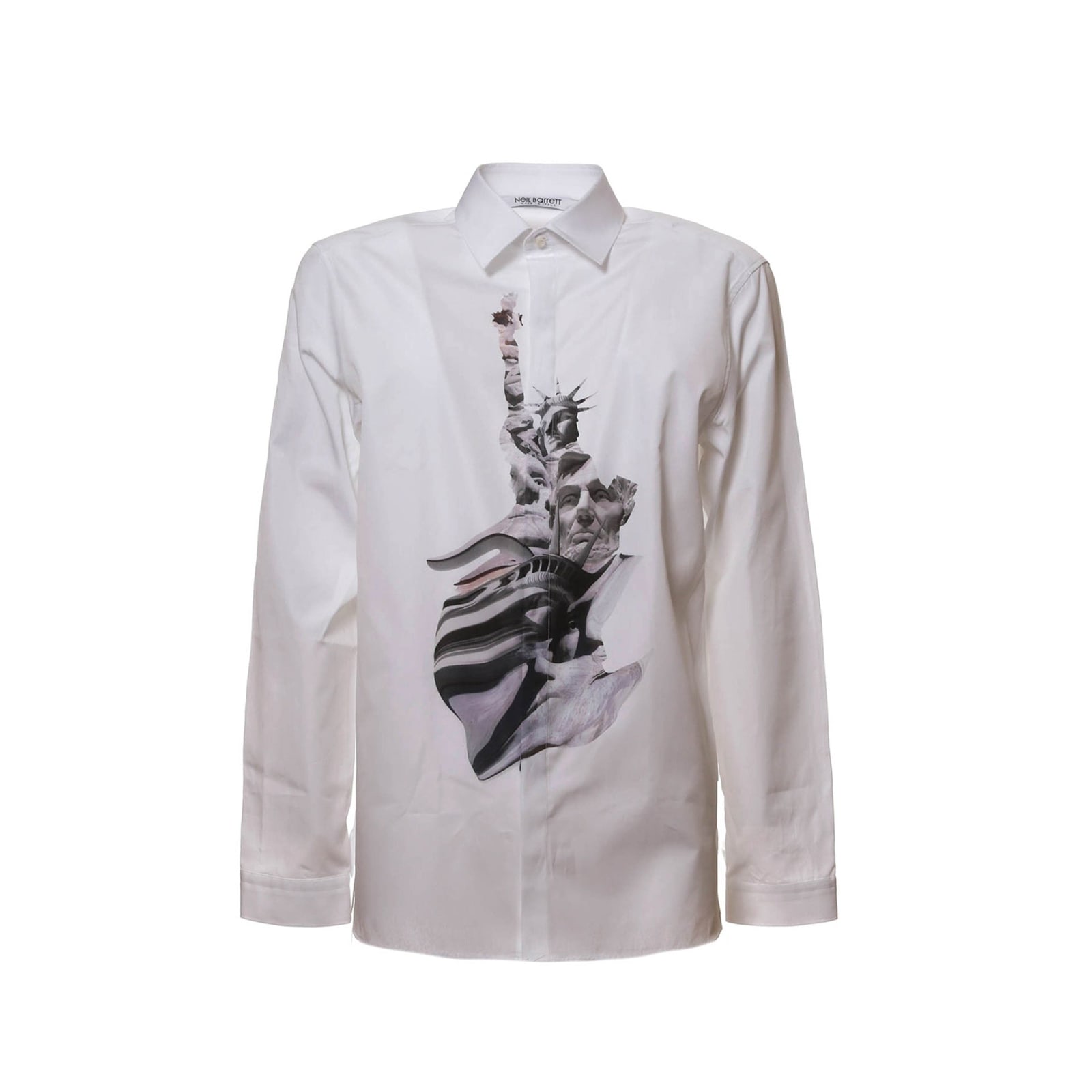 Shop Neil Barrett State Of Liberty Cotton Shirt In White