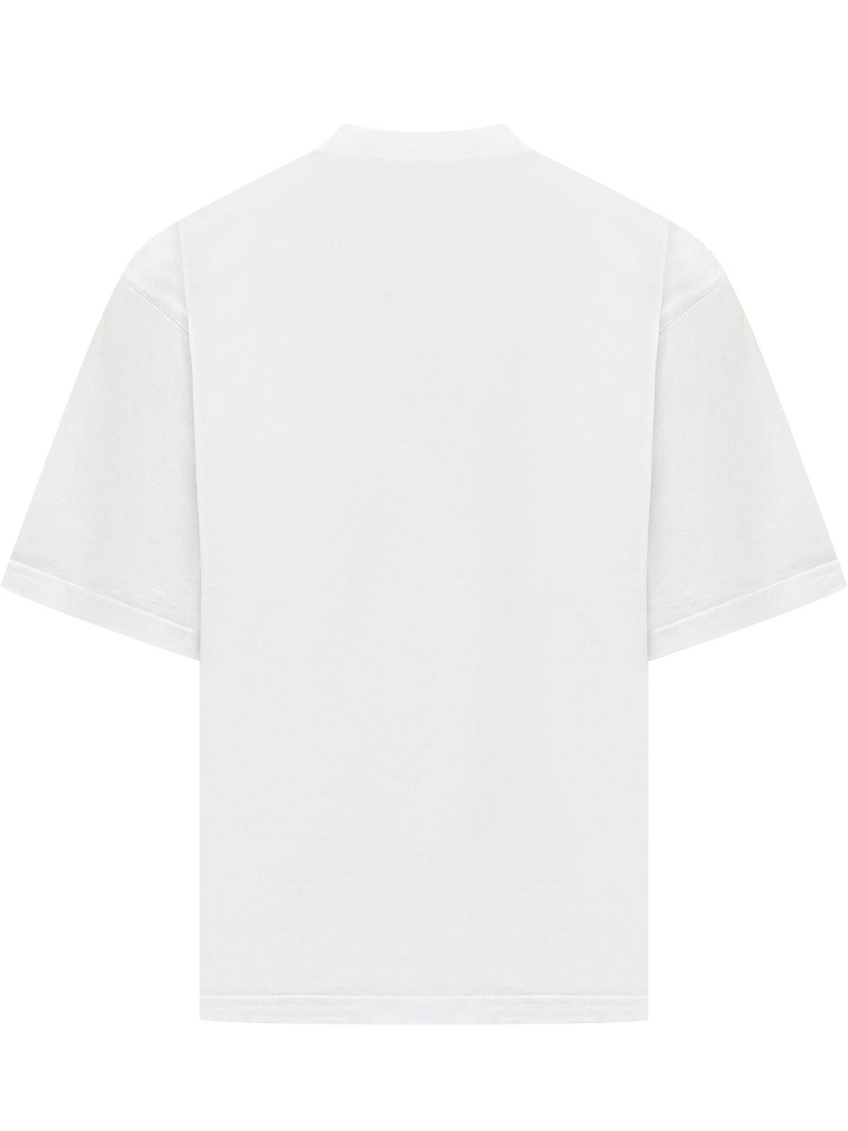 Shop Marni Logo Printed Crewneck T-shirt In Bianco