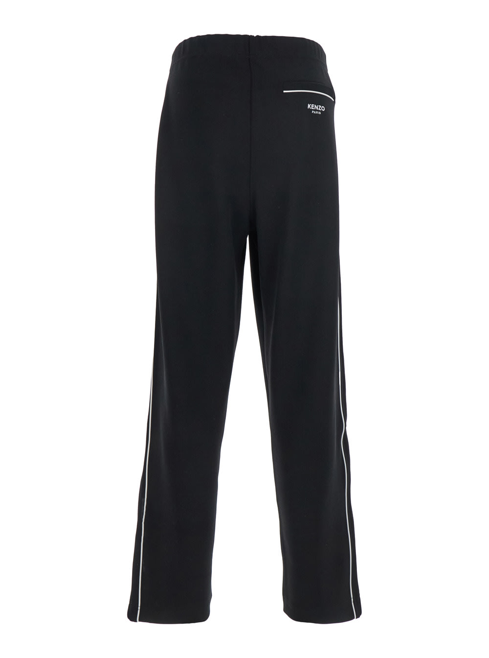 Kenzo Pop Black Pants With Elastic Waist And Logo Patch On The Side In Tech Fabric Stretch Man