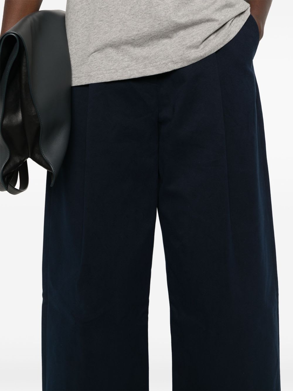 Studio Nicholson Wide Leg Cotton Trousers In Blue
