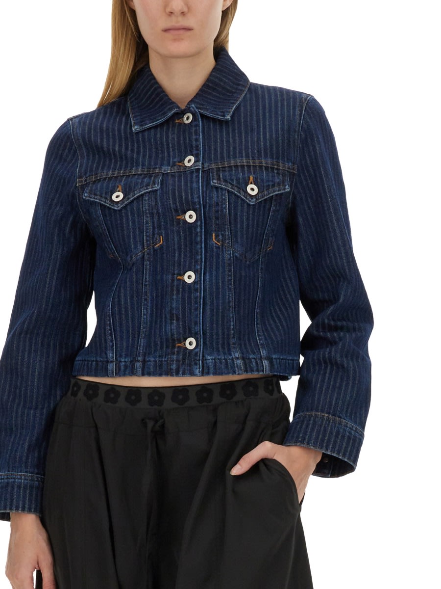 Shop Kenzo Cropped Jacket In Denim