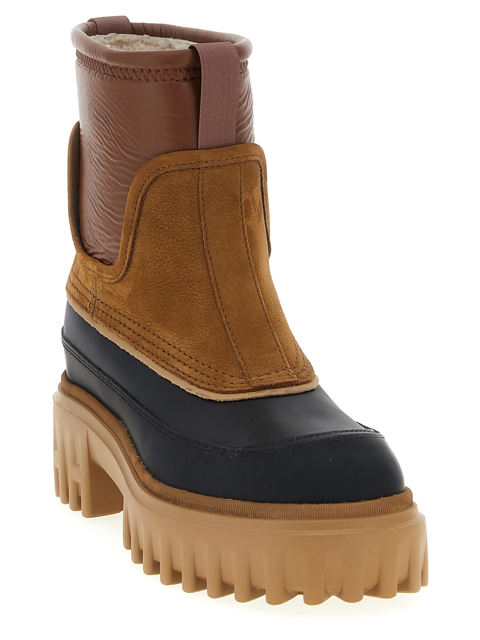 Hogan Chunky Sole Ankle Boots With Pull Tab In Brown
