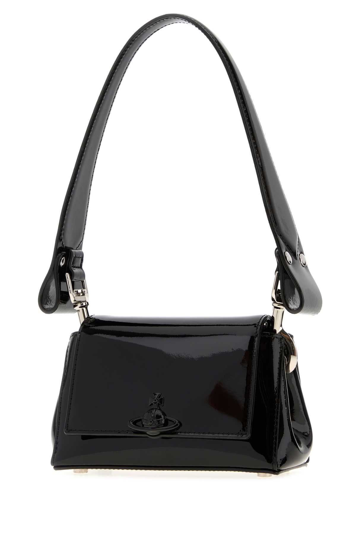 Vivienne Westwood Black Leather Small Hazel Shoulder Bag In Black