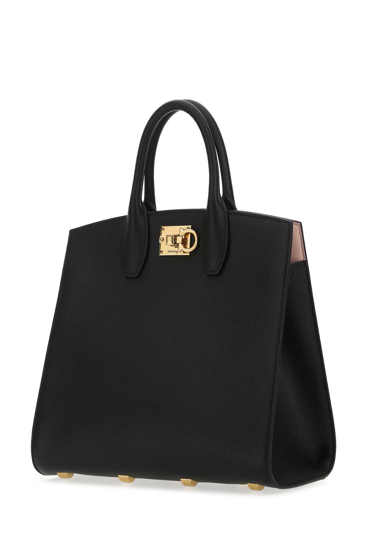 Shop Ferragamo Black Leather The Studio Handbag In Nerobon