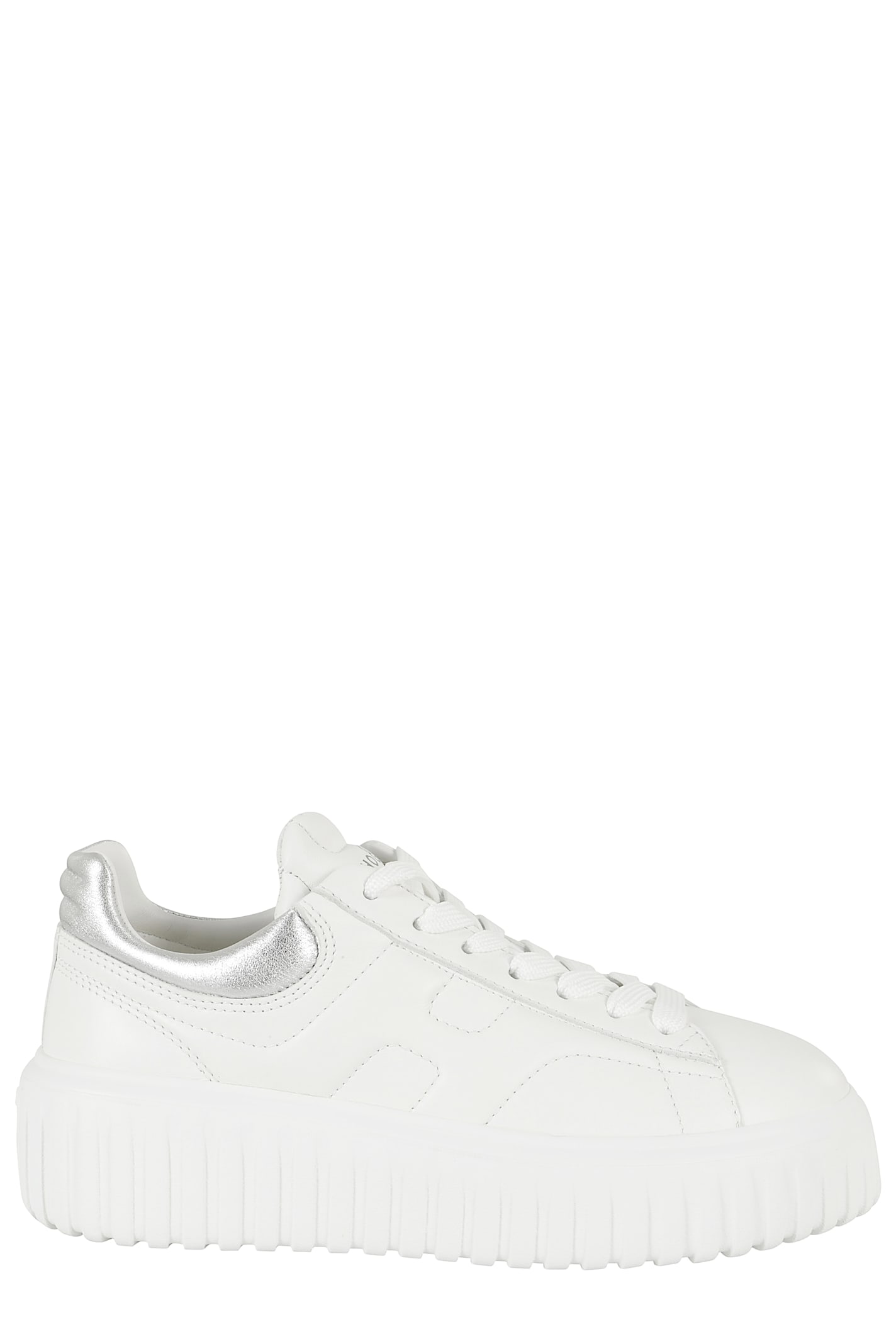 Hogan Chunky Sole White Sneakers With Metallic Accents In White