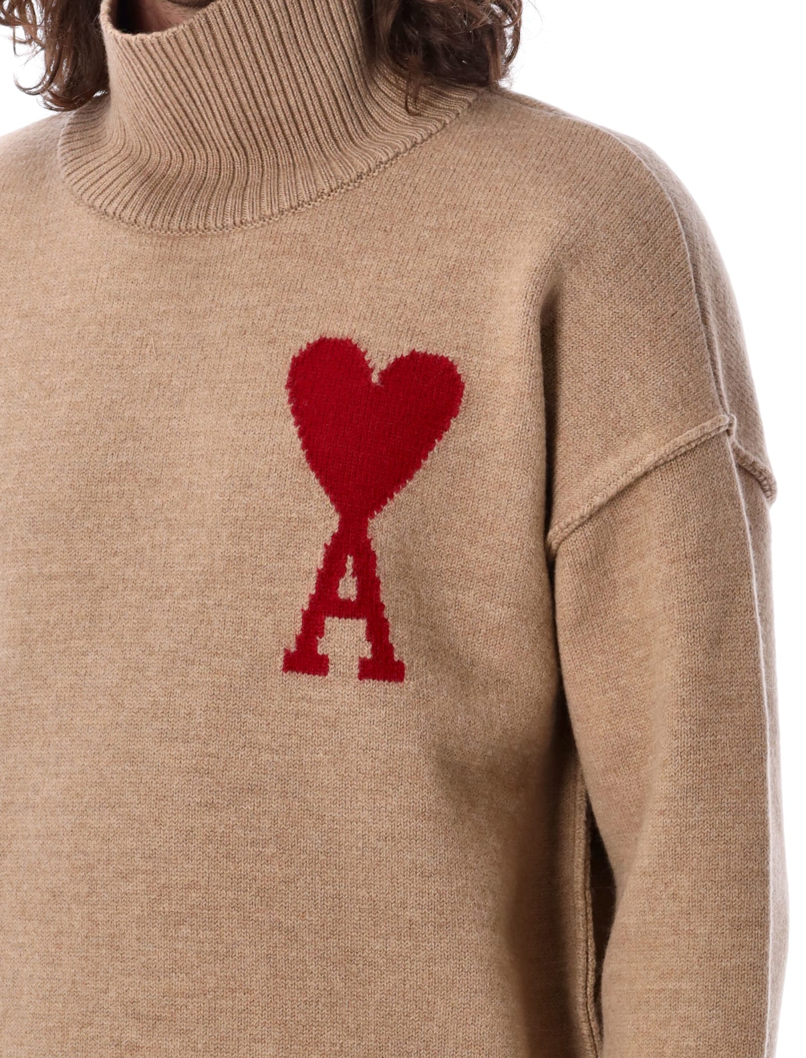 Shop Ami Alexandre Mattiussi Red Adc Sweater In Camel Red