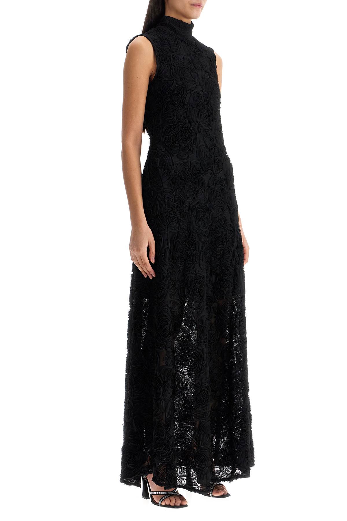 Rotate Birger Christensen Flower-mesh Maxi Dress In Black (black)