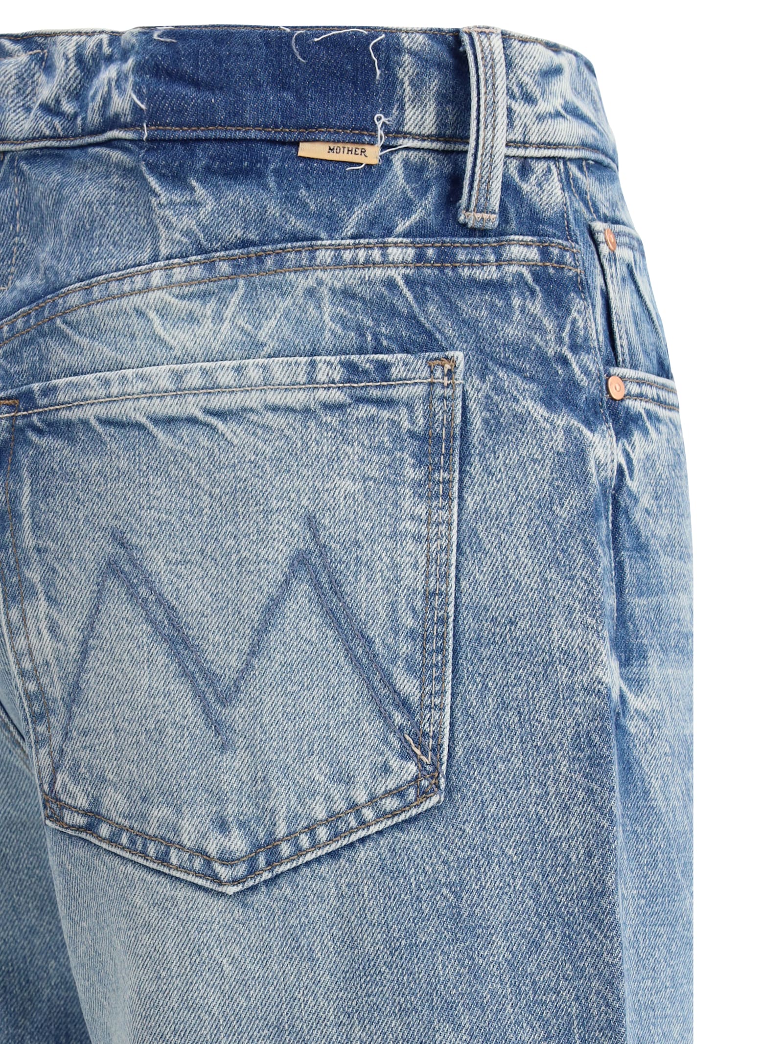 Mother Womens Enjoy The Ride Rambler Faded-wash Straight-leg Mid-rise Stretch-denim Blend Jeans In Wipeout