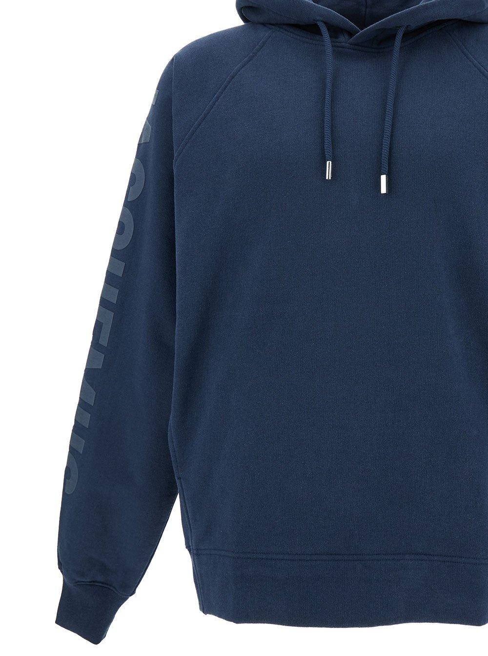 Shop Jacquemus Logo Sleeve Hoodie In Blue