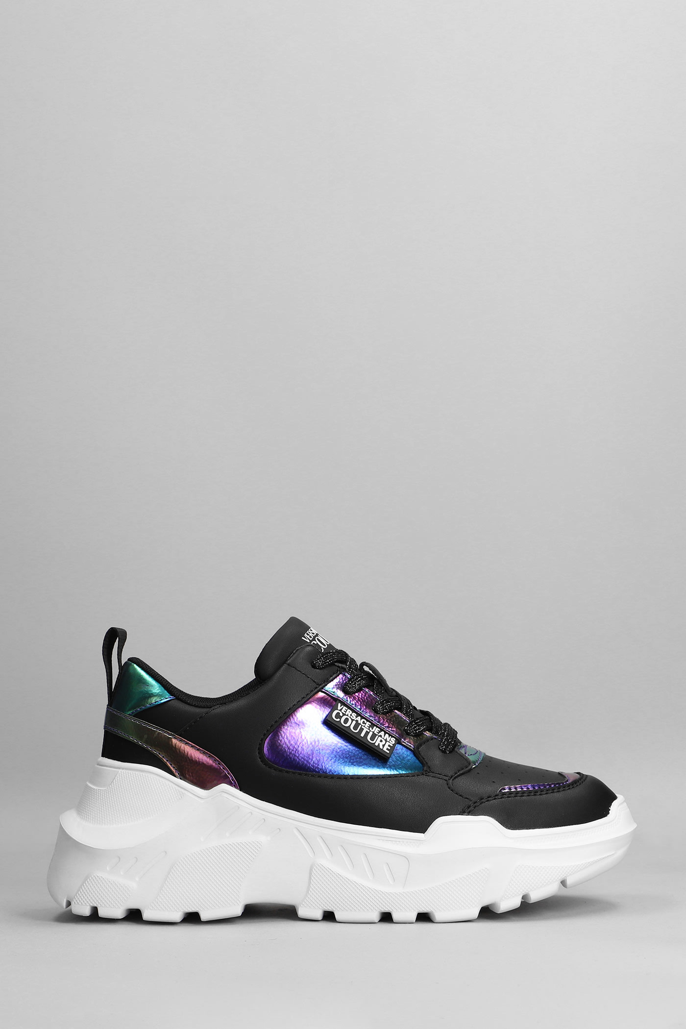 Versace Jeans Couture Sneakers In Black Multicolor Leather
