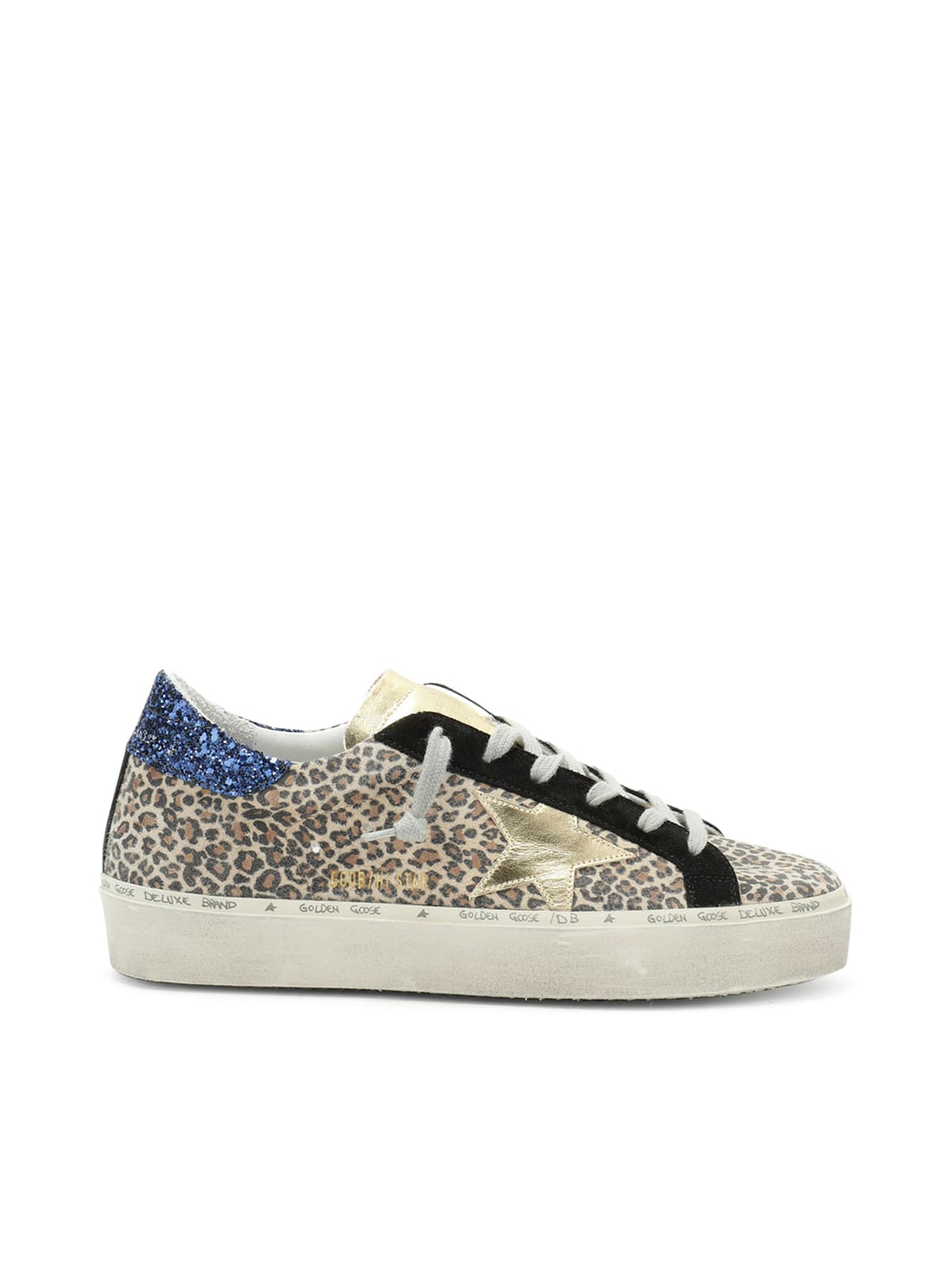 Buy Golden Goose Hi Star Leopard Suede Upper Laminated Star Glitter Heel online, shop Golden Goose shoes with free shipping