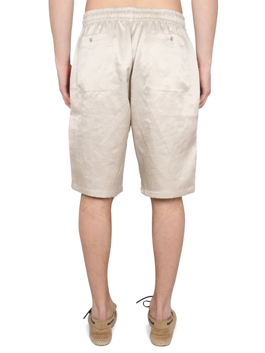 Needles Elastic Waistband Cowboy Bermuda Shorts In Beige