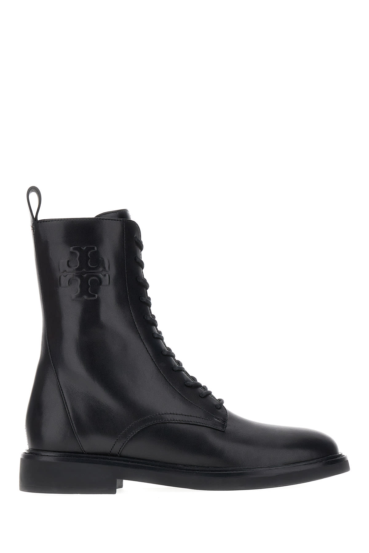 Shop Tory Burch Black Leather Double T Boots In 006