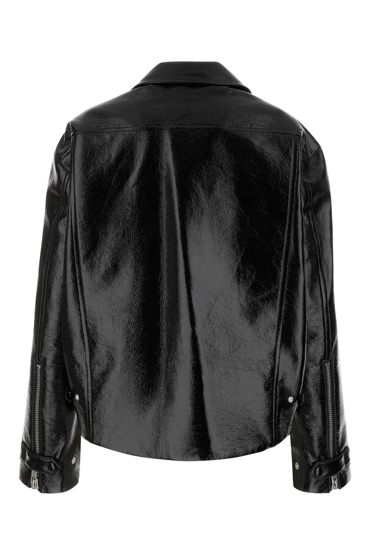 Shop Courrèges Black Vinyl Oversize Jacket