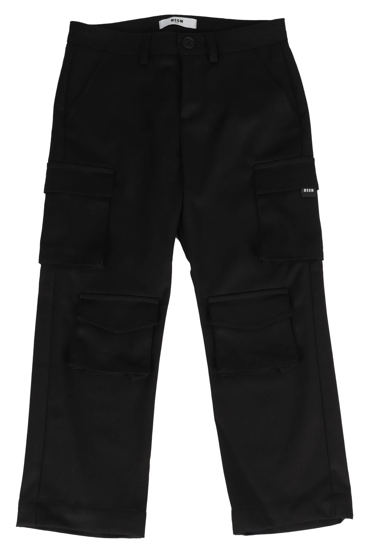 Msgm Cool Wool Cargo In Black