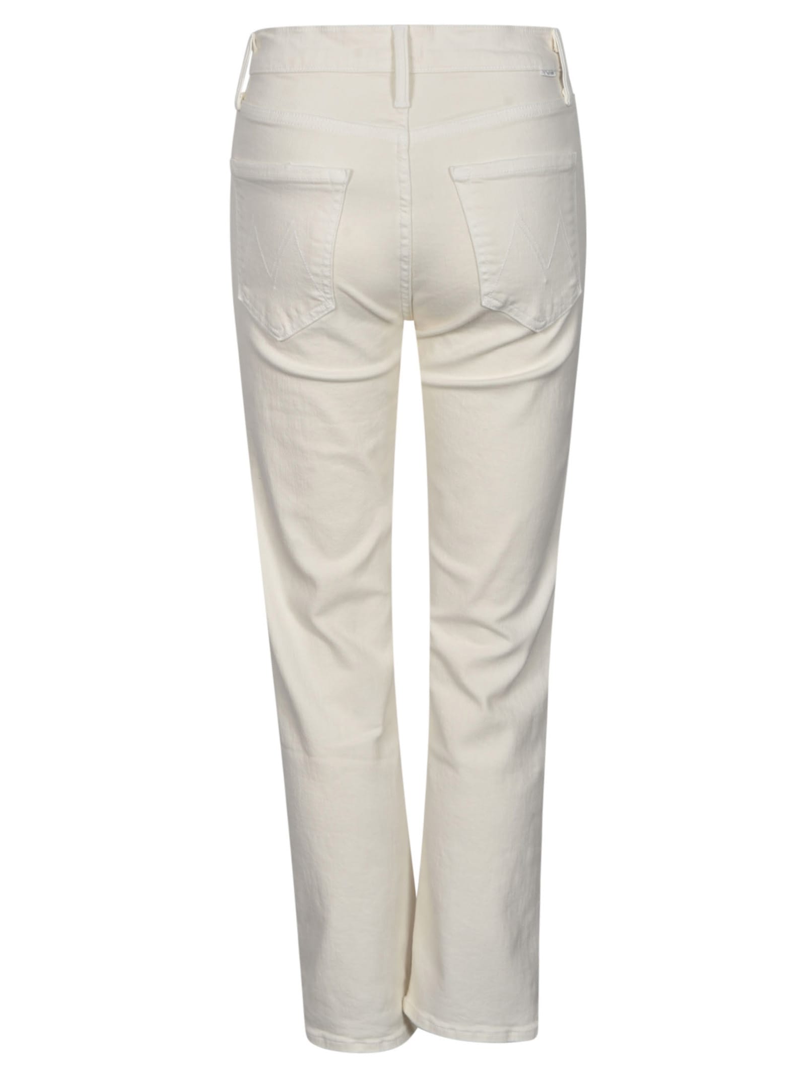 Shop Mother Fitted Buttoned Jeans In Cream