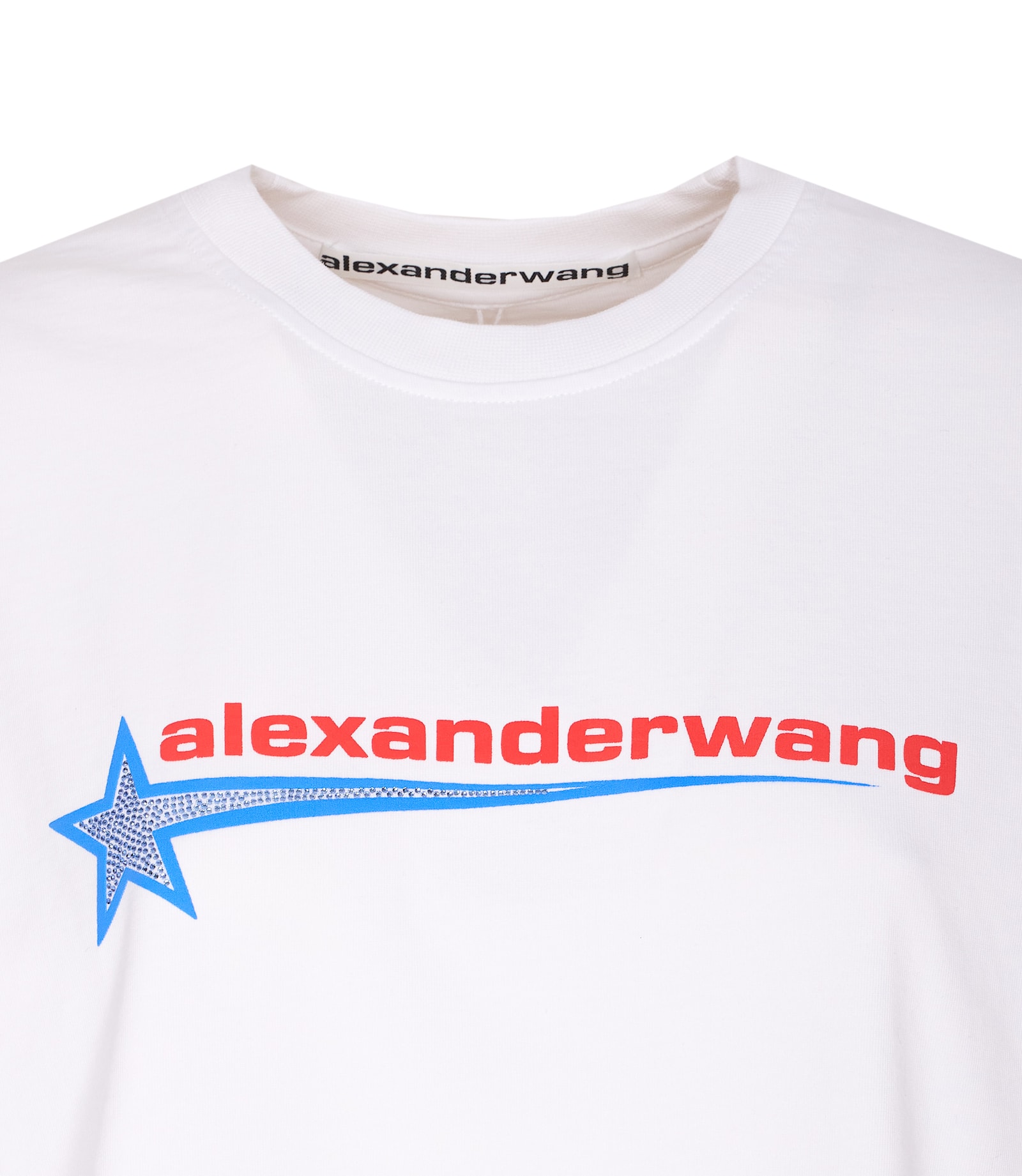 Alexander Wang Women Logo Boxy T-shirt With Rhinestone Star In White