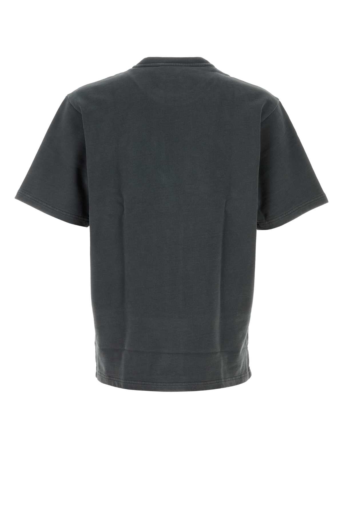 Dolce & Gabbana Men Dark Grey Crewneck T-shirt With Logo Lettering Print On The Front In Cotton Man In Gray