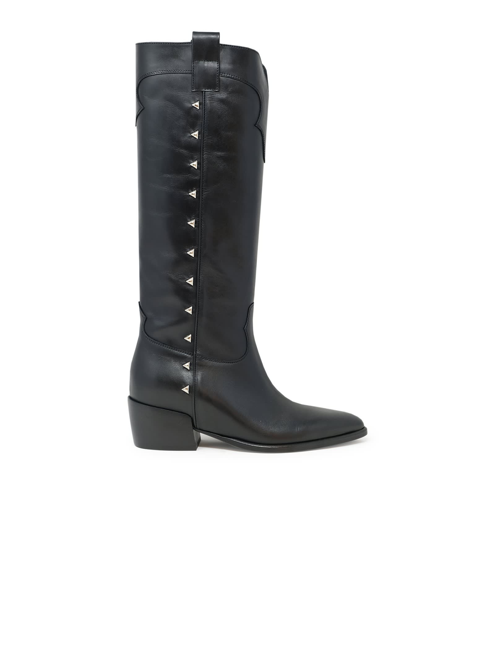 Black Leather Yvette Ankle Boots