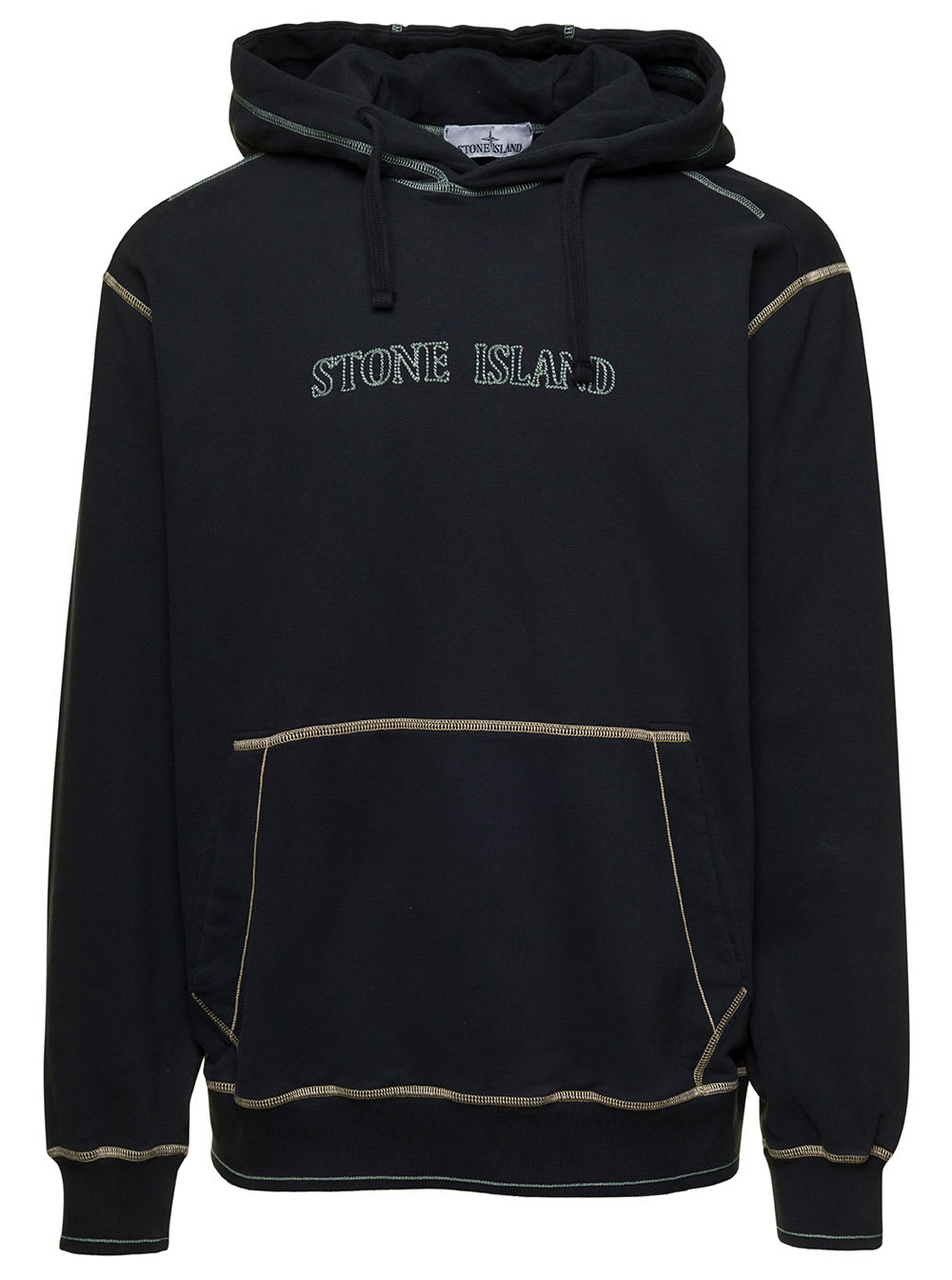 Hoodie With Contrasting Embroidered Logo In Cotton