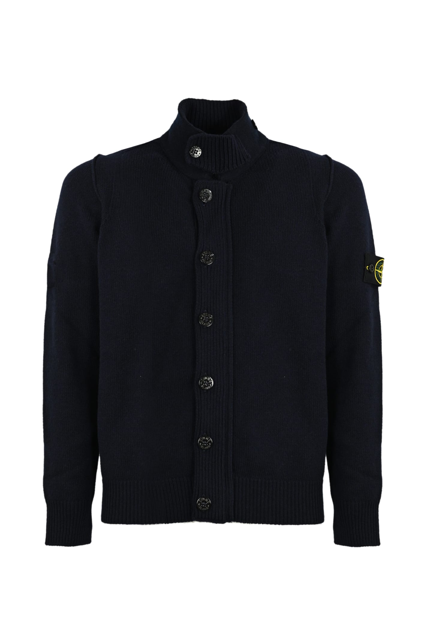 Shop Stone Island Cardigan 547a3 In Wool In Blu