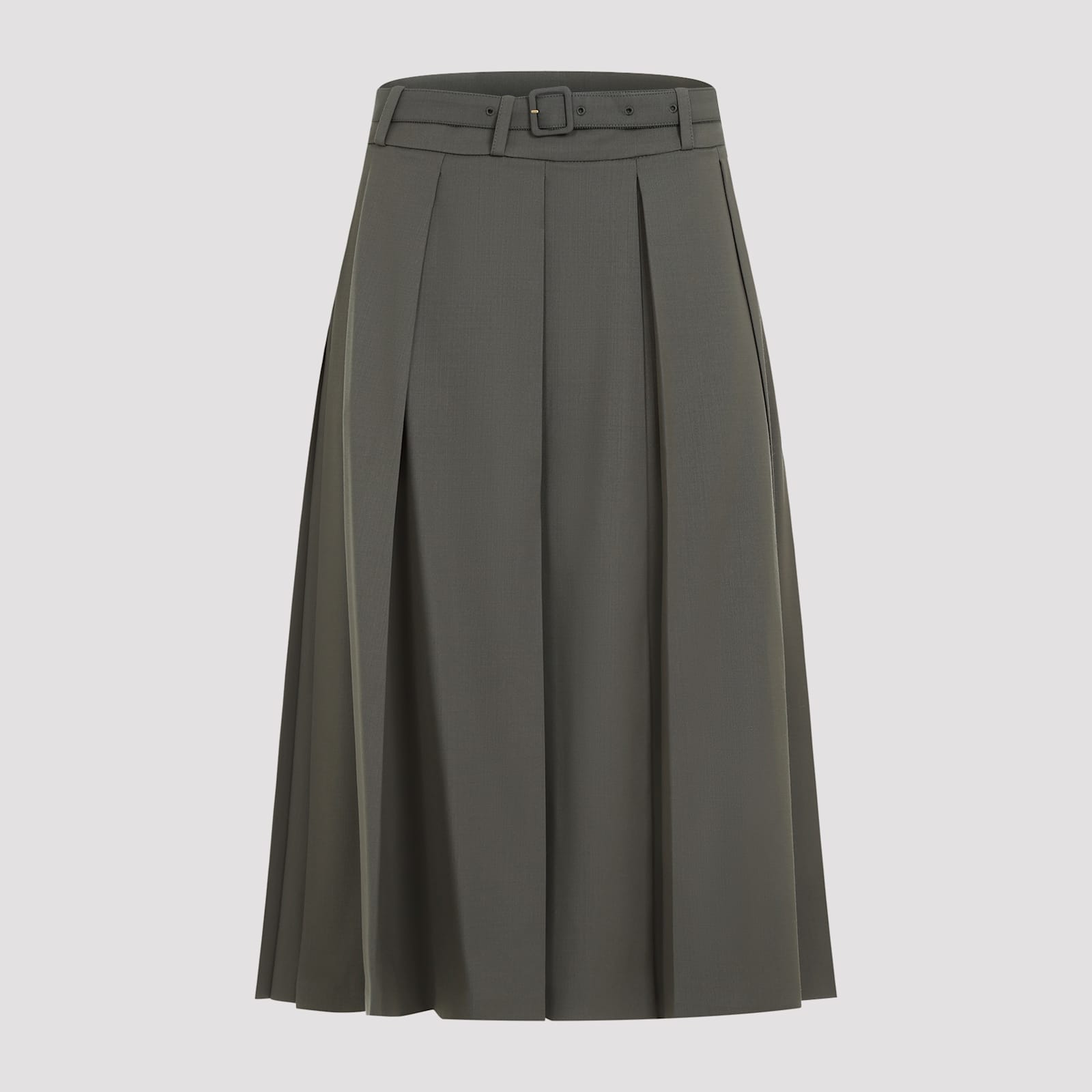 Shop Patou Signature Pleated Midi Skirt In K Khaki