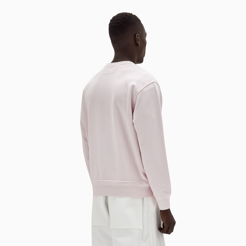 Shop C.p. Company C.p Company Cotton Diagonal Fleece Logo Sweatshirt In Pink