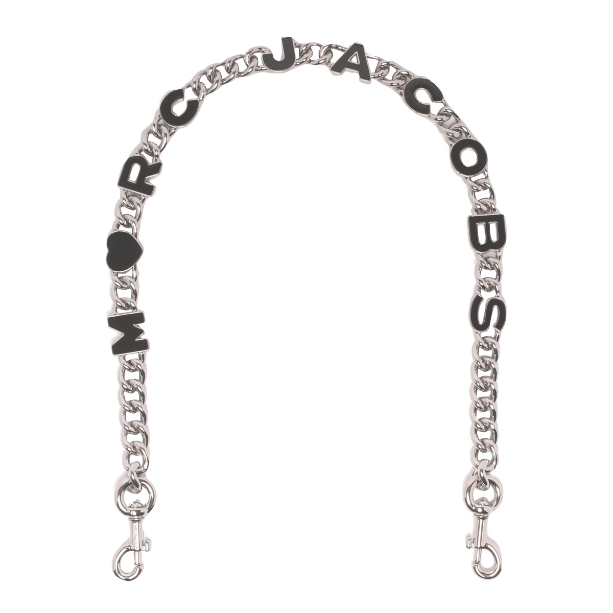 Shop Marc Jacobs The Heart Charm Chain Shoulder Strap In Black