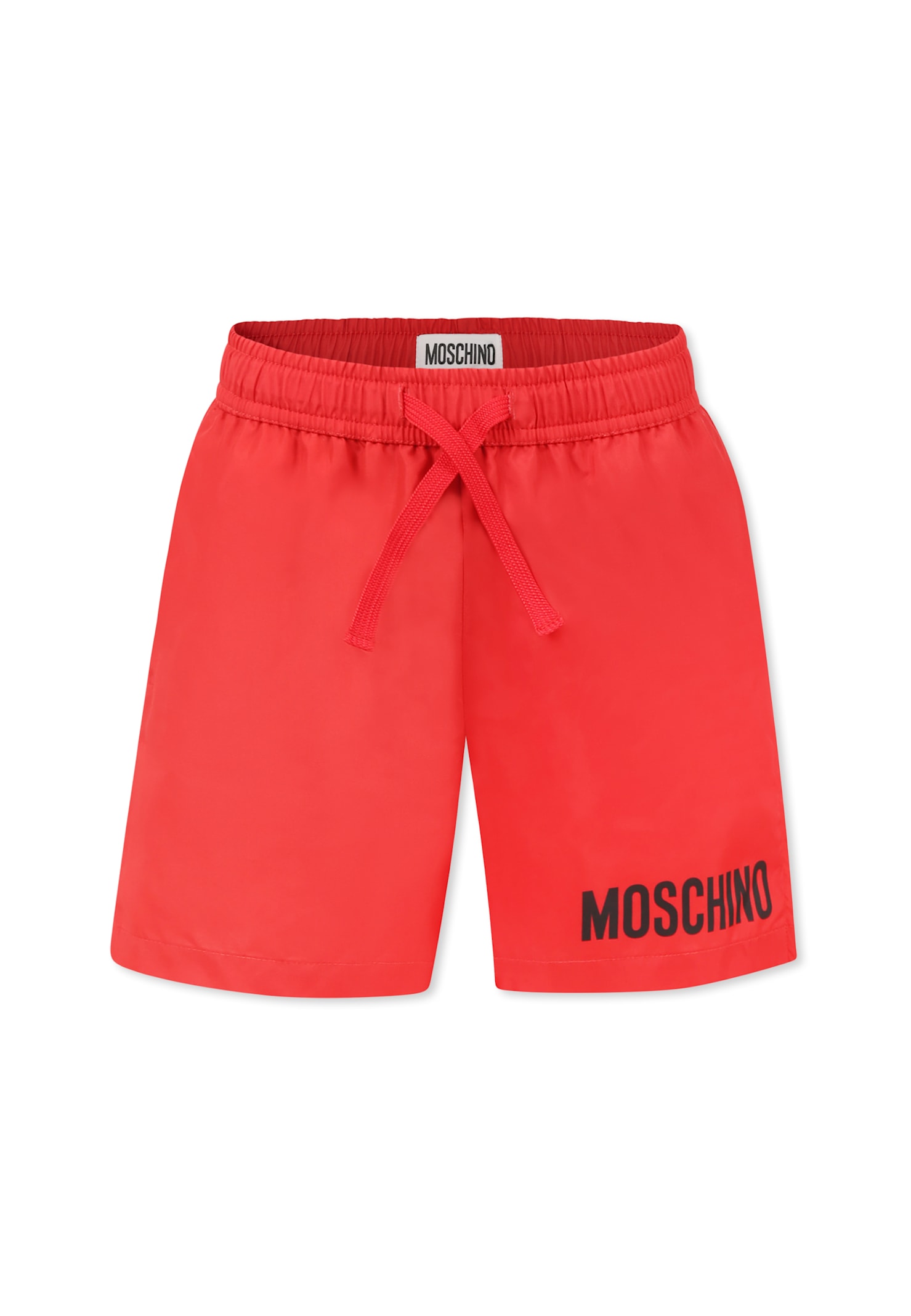 Moschino Red Swim Shorts For Boy With Logo In Red