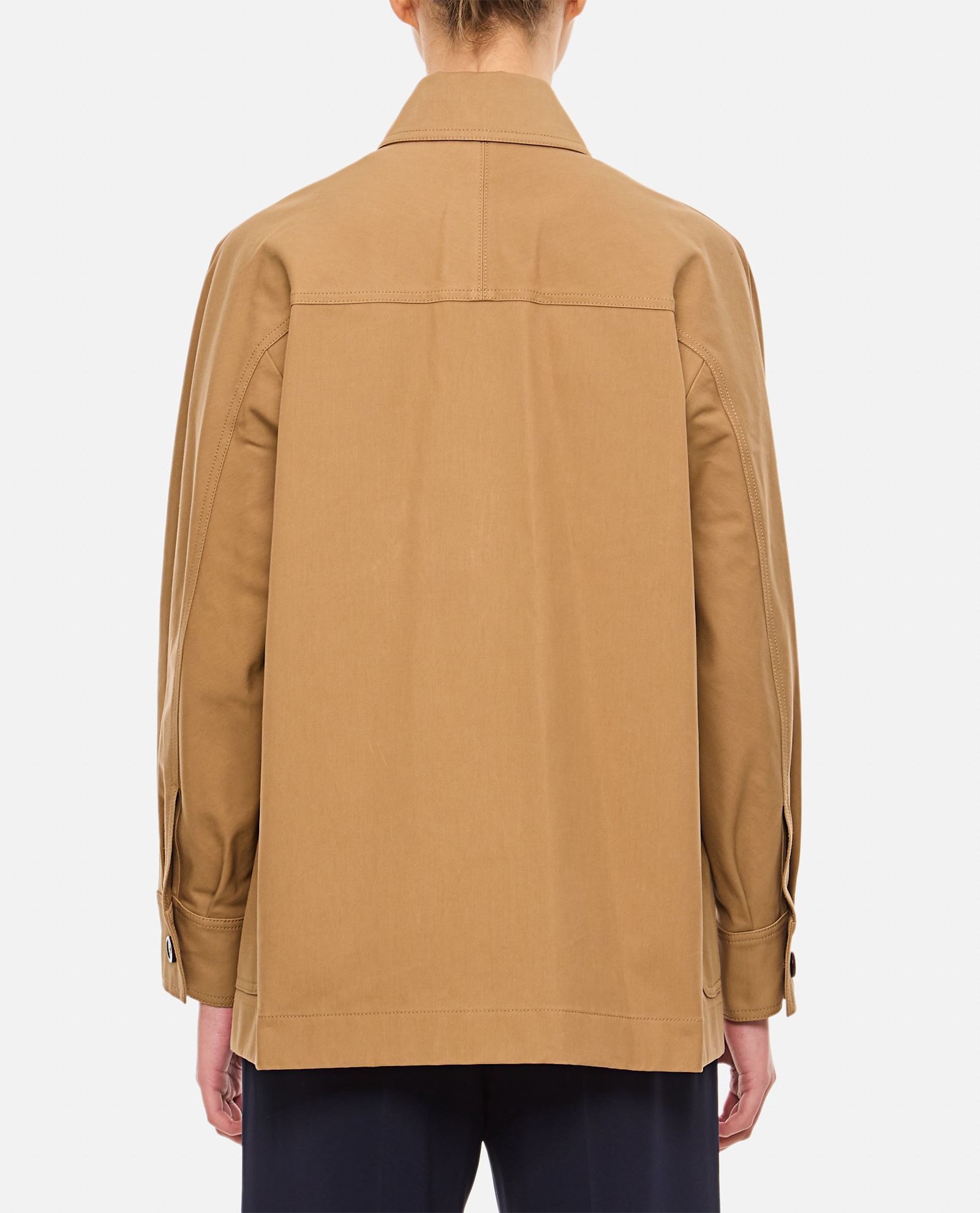 Max Mara Cotton Jacket With Buttoned Cuffs And Collar In Brown