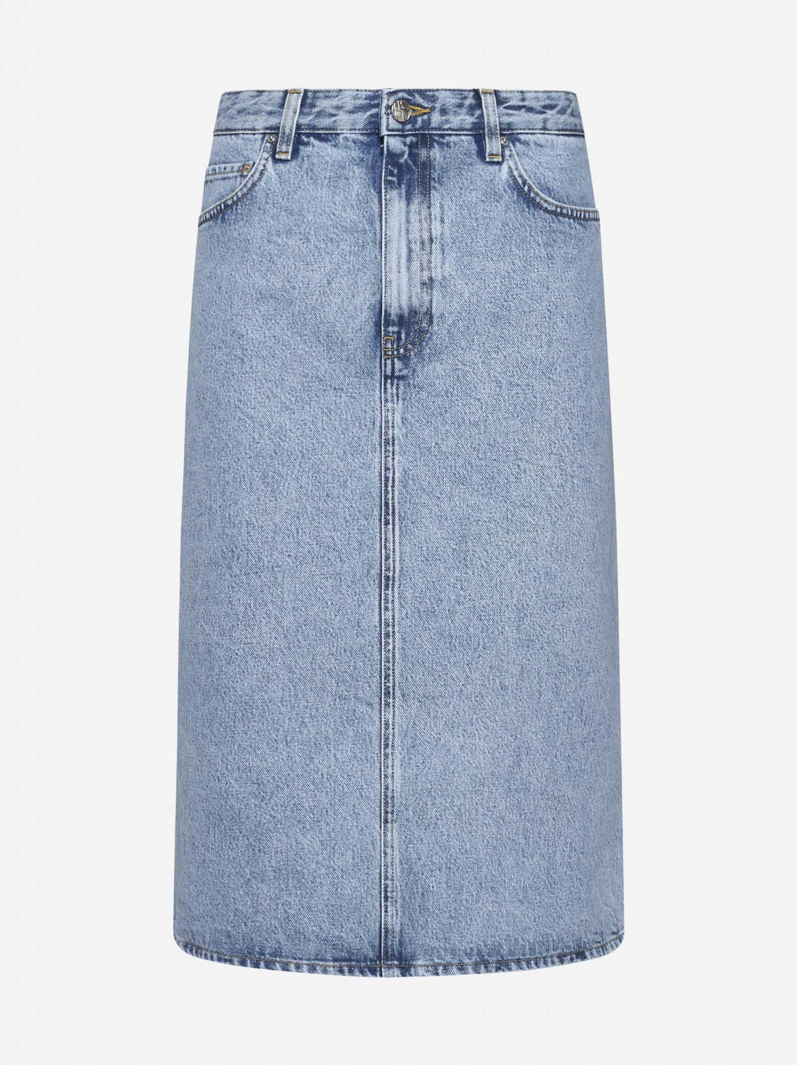 Shop Totême Denim Midi Skirt In Clear Blue